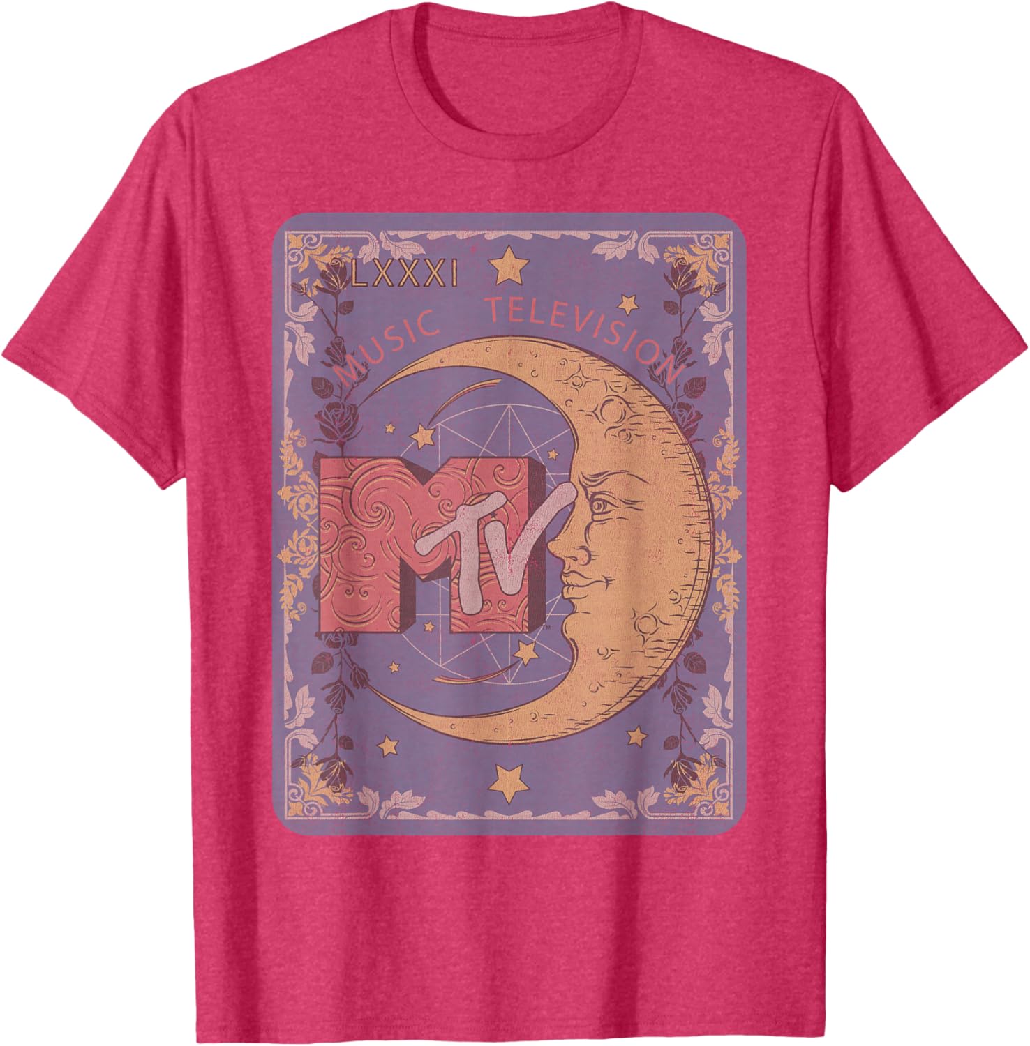 MTV Music Television Tarot Card T-Shirt with Crescent Moon Design - 5