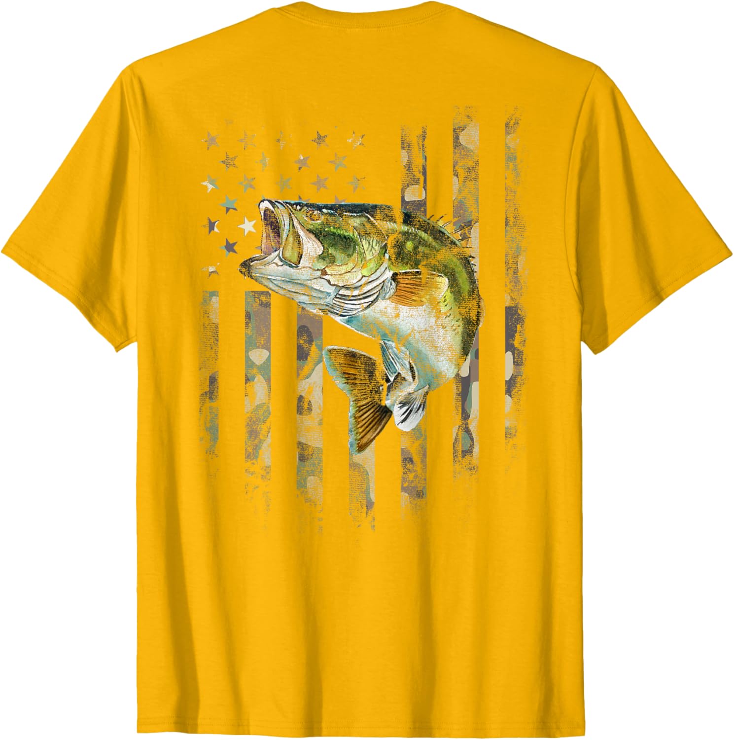 American Flag Camo Bass Fishing T-Shirt for Outdoor Enthusiasts - 26