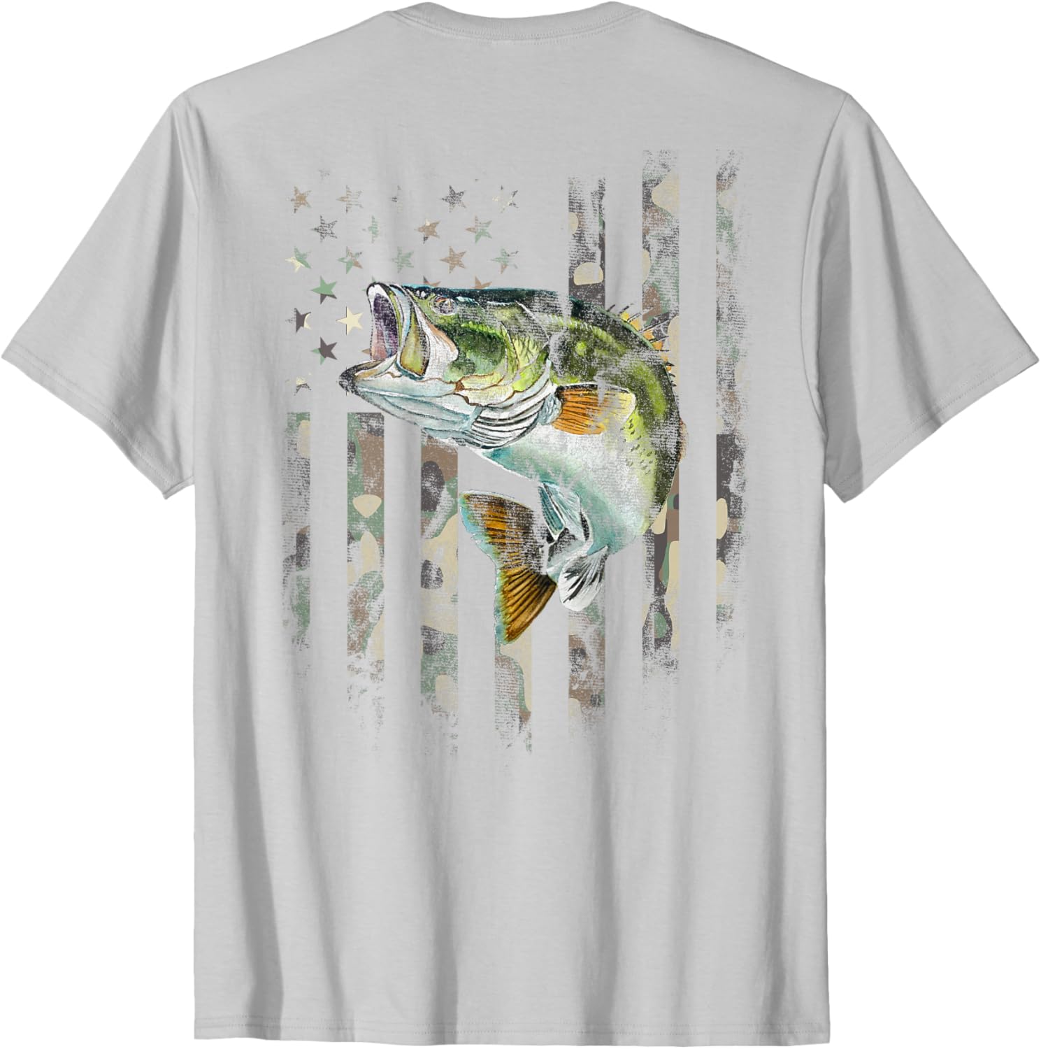 American Flag Camo Bass Fishing T-Shirt for Outdoor Enthusiasts - 16