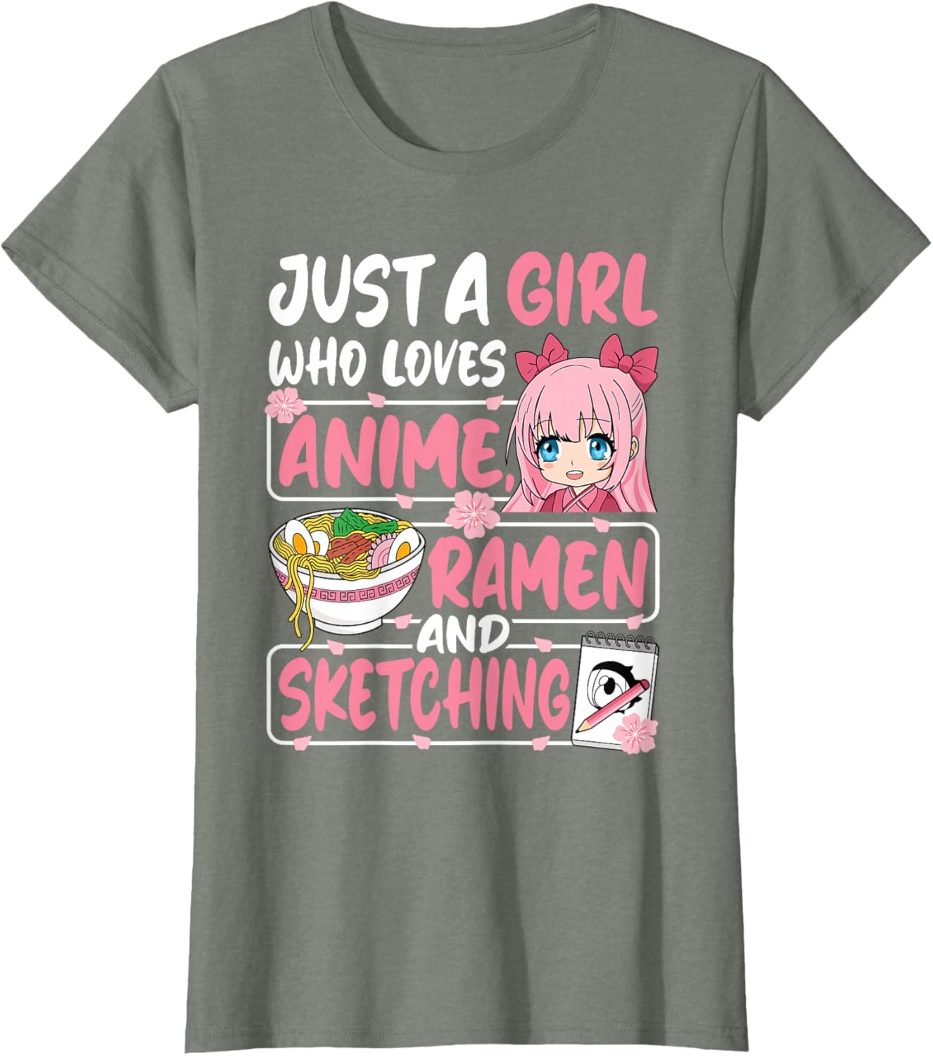 Cute Anime Ramen Sketching T-Shirt for Girls Who Love Japan Culture - 11