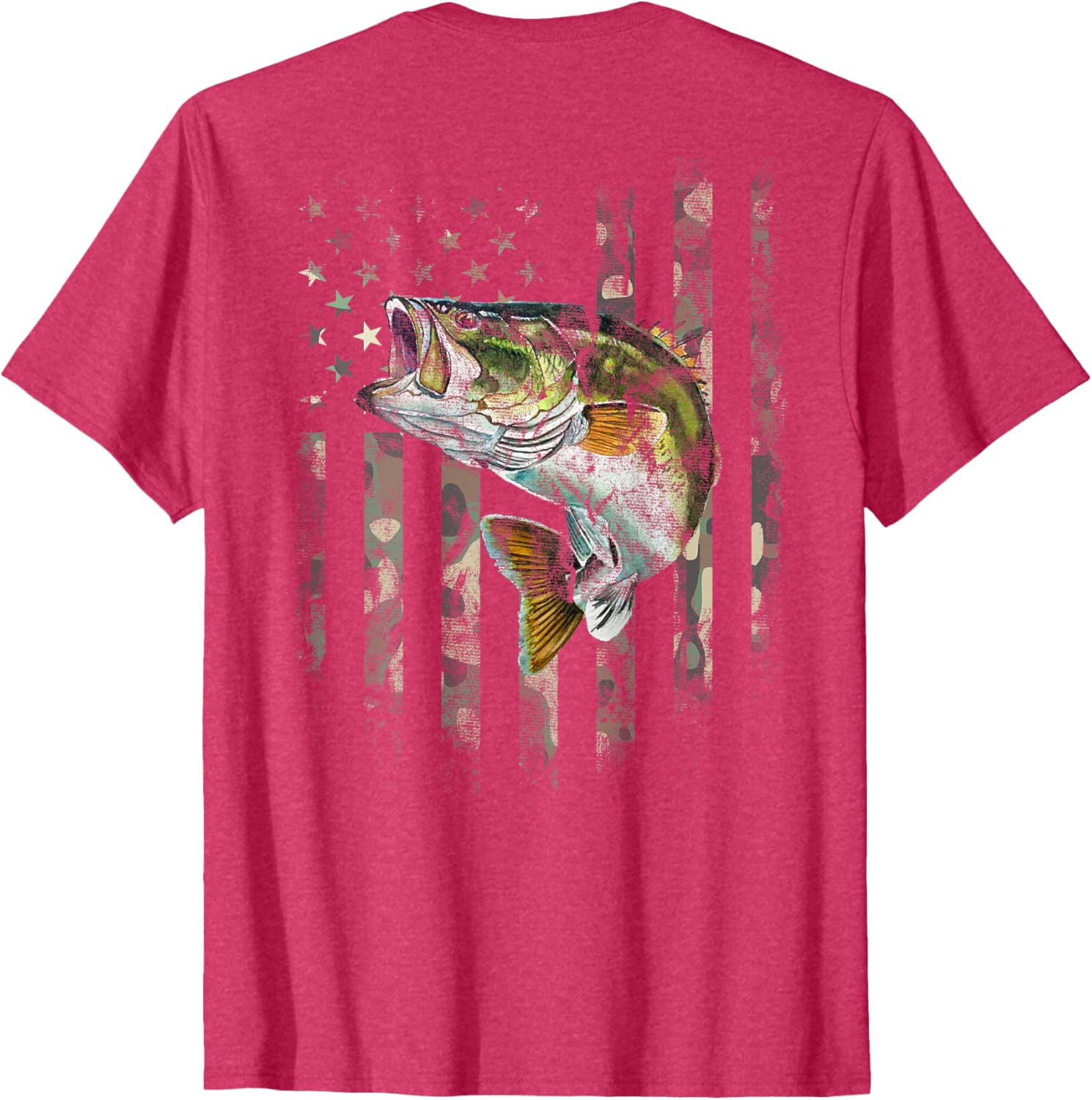 American Flag Camo Bass Fishing T-Shirt for Outdoor Enthusiasts - 3