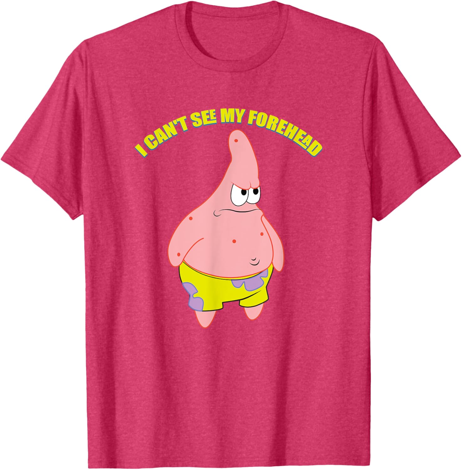Mademark Patrick Star T-Shirt - Funny I Can't See My Forehead Design - 4