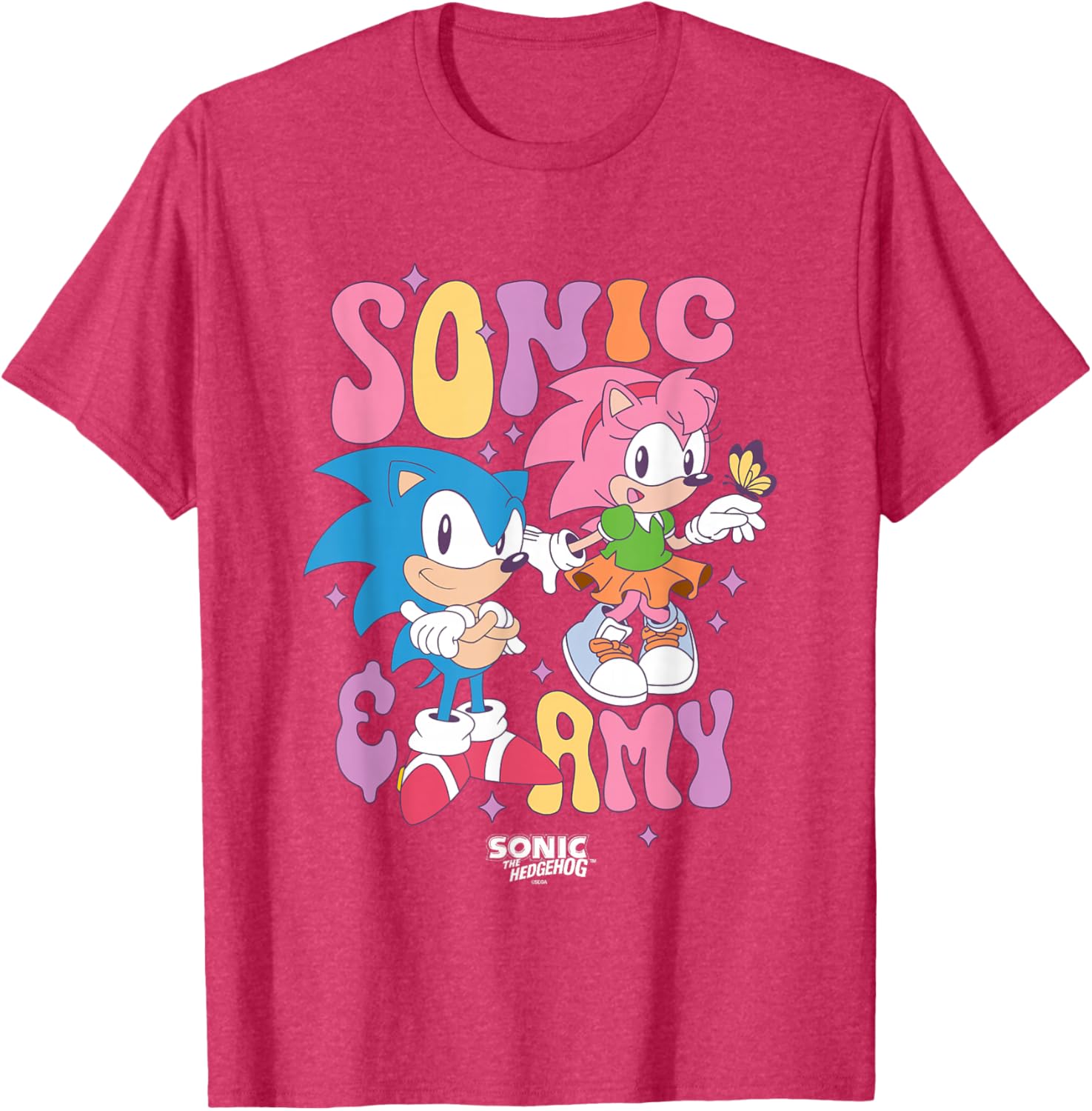 Cute Vintage Sonic & Amy T-Shirt for Fans of Sonic The Hedgehog - 7