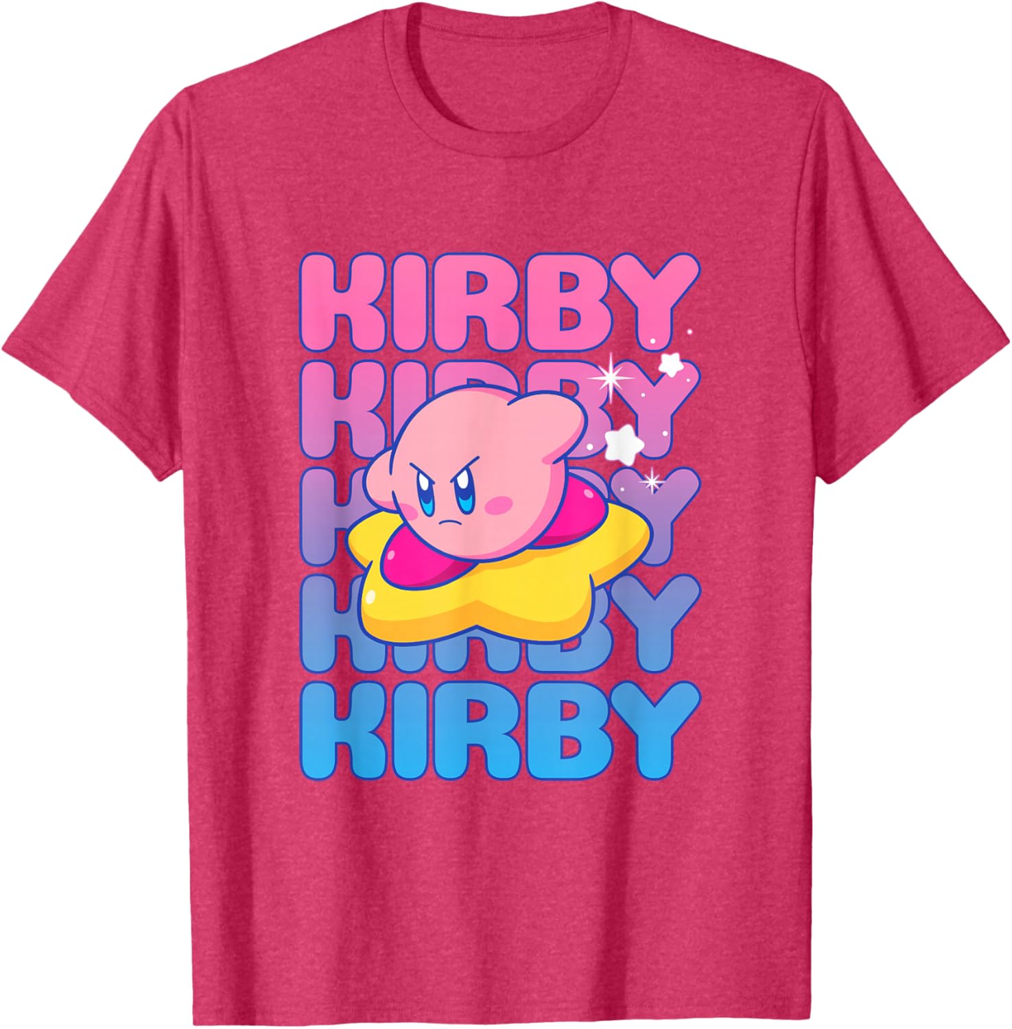 Kirby Nintendo Big Bubble Text Stack T-Shirt for Gamers and Fans - 6