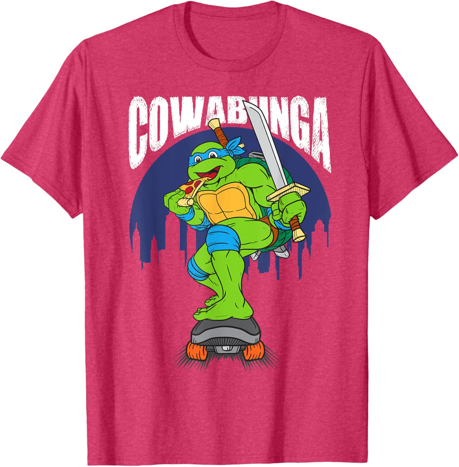 Cowabunga Leonardo on Skates T-Shirt - Fun Teenage Mutant Ninja Turtles Gear - 19