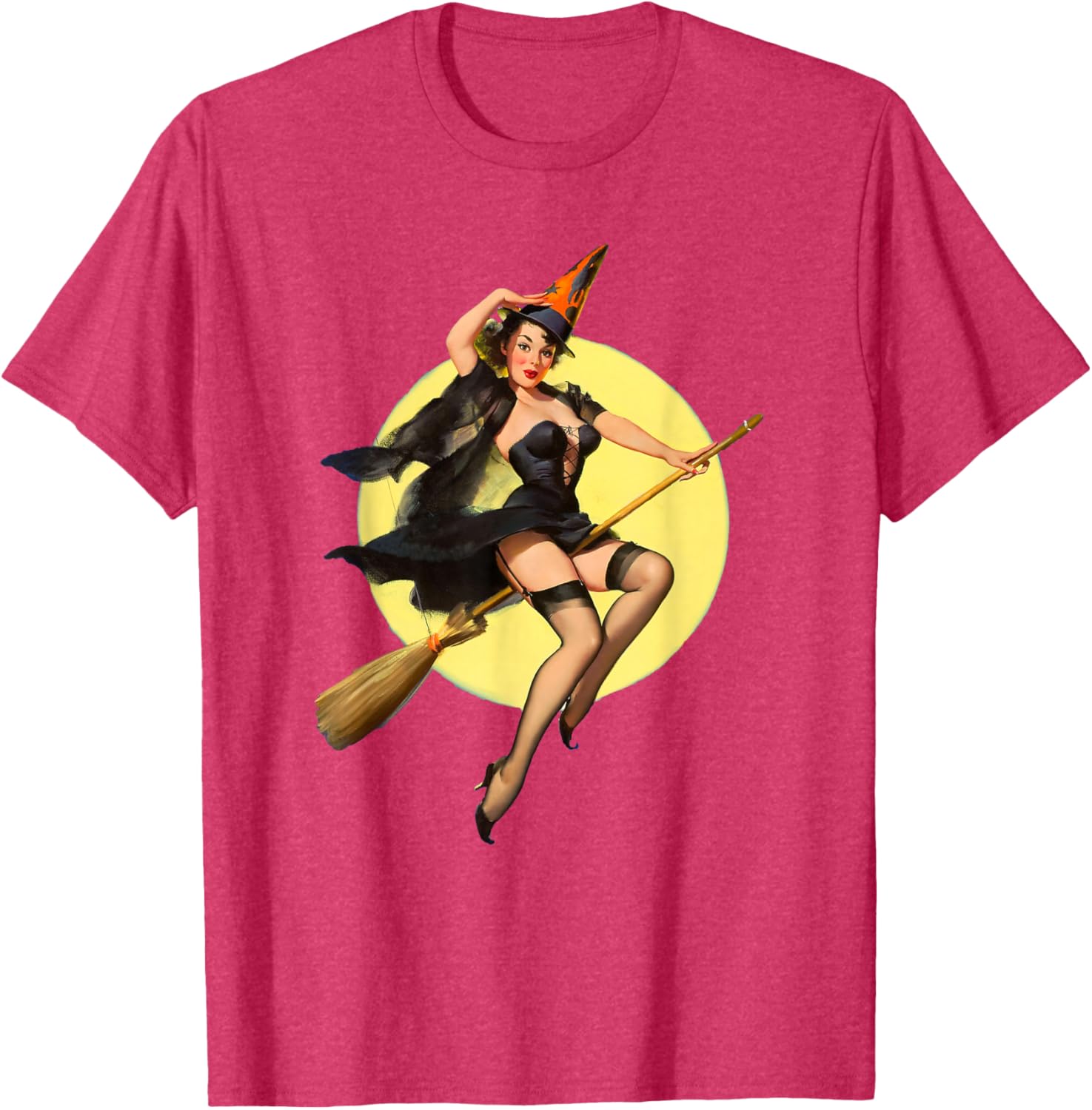 Vintage Pin Up Witch Halloween T-Shirt for Fun Spooky Style - 6