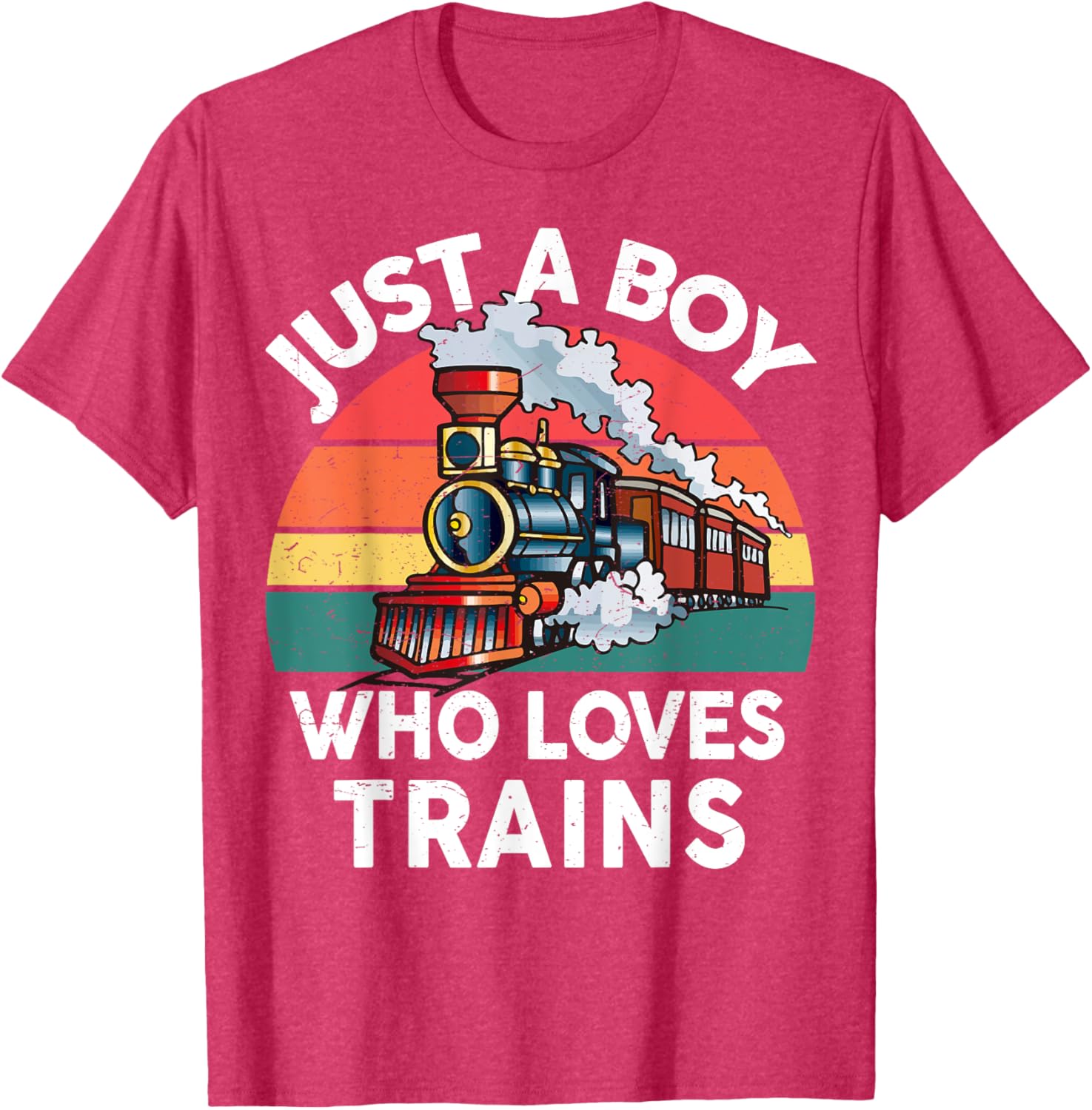 Funny Kids Train Lover T-Shirt Just A Boy Who Loves Trains Graphic Tee - 15