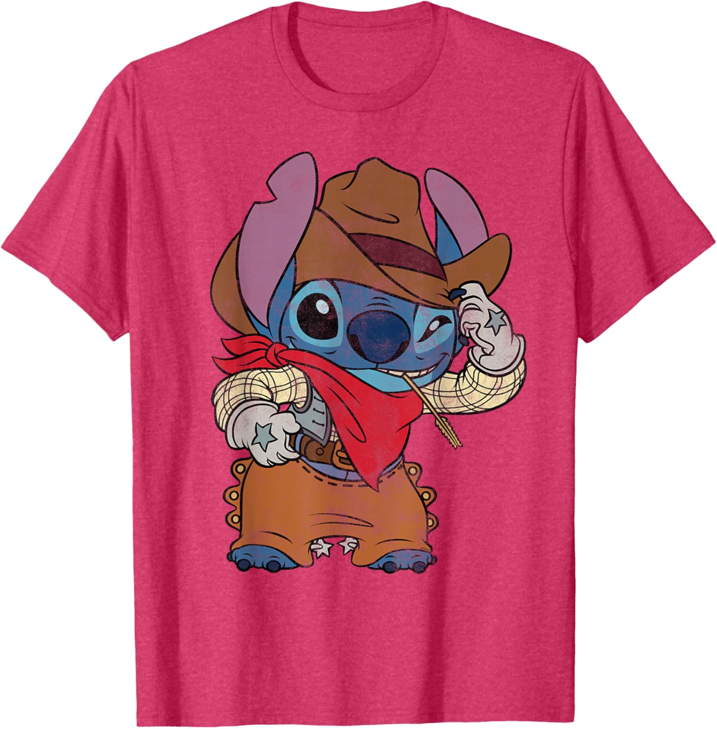 Disney Stitch Cowboy Costume T-Shirt Vintage Western Style Apparel - 24
