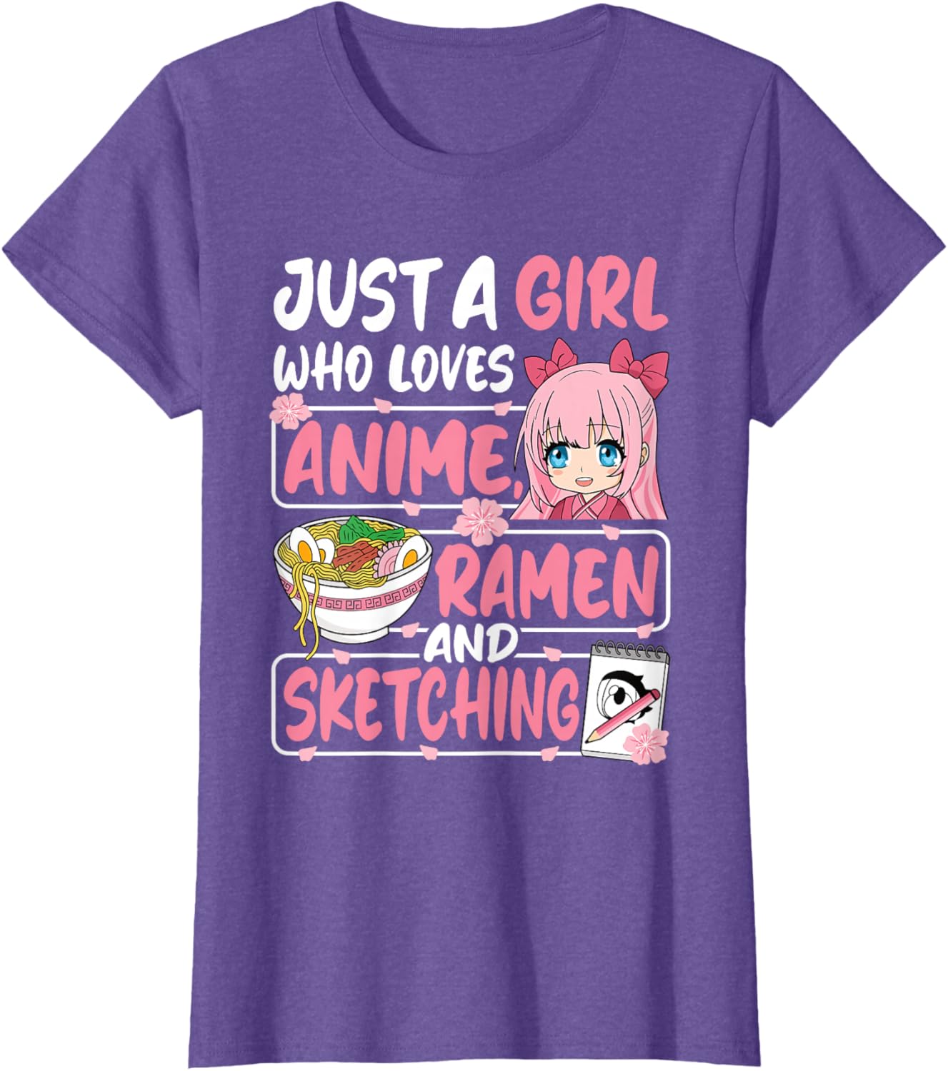 Cute Anime Ramen Sketching T-Shirt for Girls Who Love Japan Culture - 15