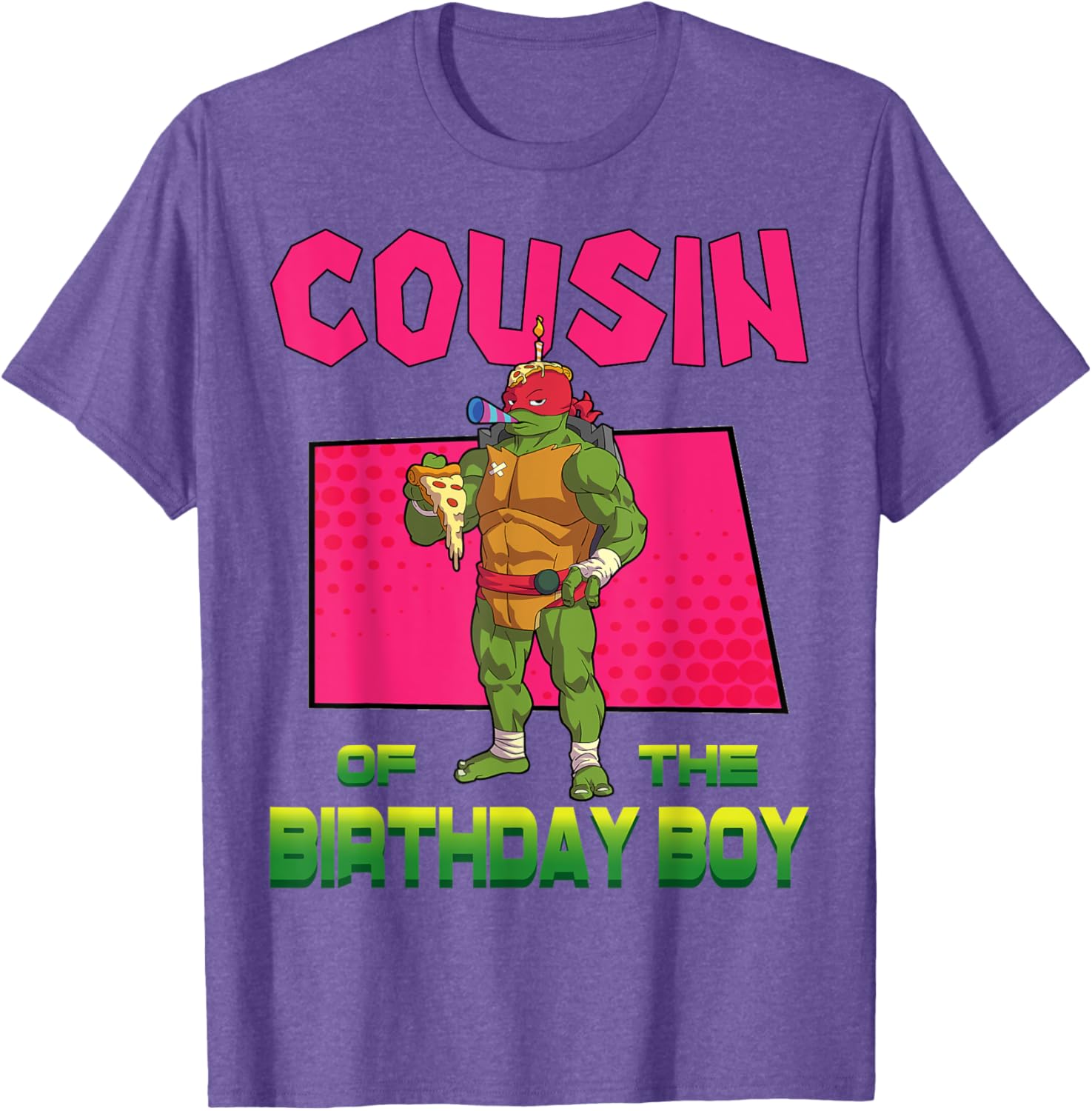 Mademark Teenage Mutant Ninja Turtles Raphael Birthday Pizza Party T-Shirt - 17