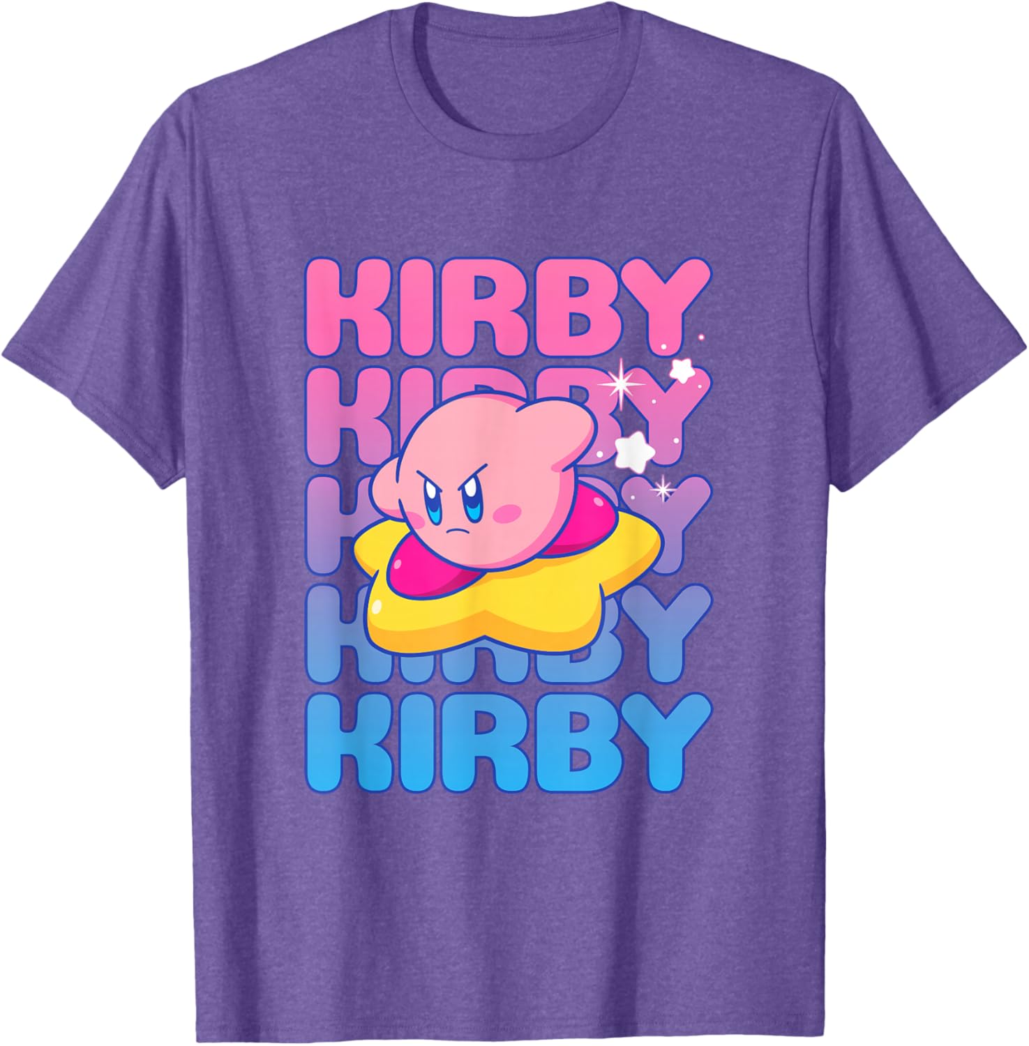 Kirby Nintendo Big Bubble Text Stack T-Shirt for Gamers and Fans - 4
