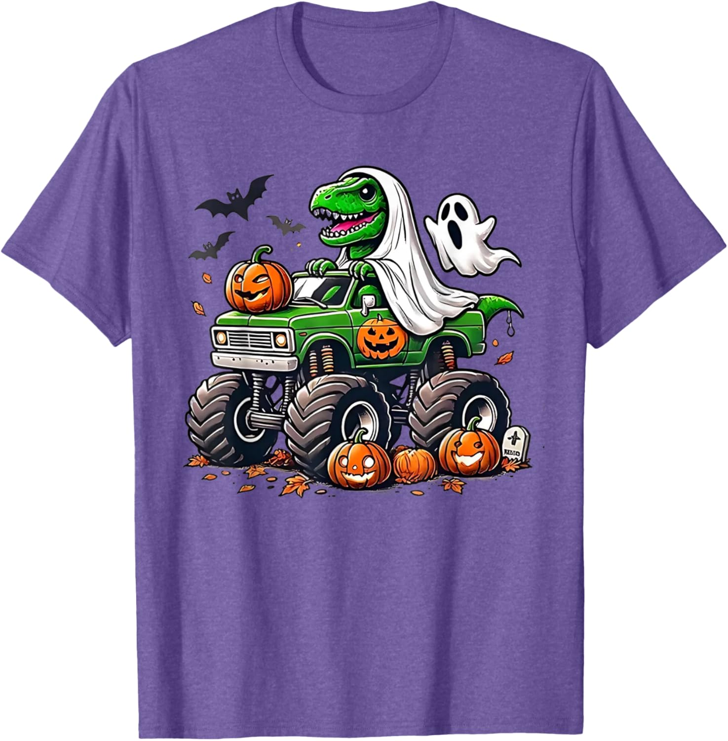 Orange Halloween Shirt for Boys Toddler Featuring Ghost and T Rex Design - 4