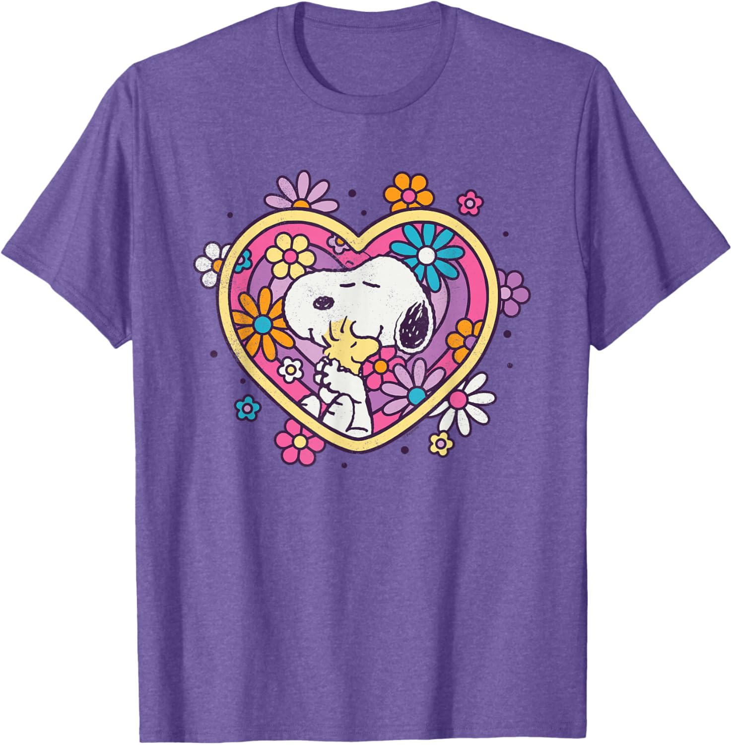 Peanuts Hug Heart Flowers T-Shirt Cute Apparel for Friends and Family - 10