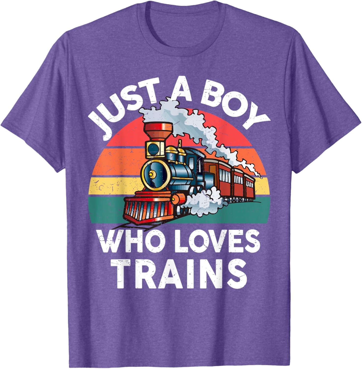 Funny Kids Train Lover T-Shirt Just A Boy Who Loves Trains Graphic Tee - 13