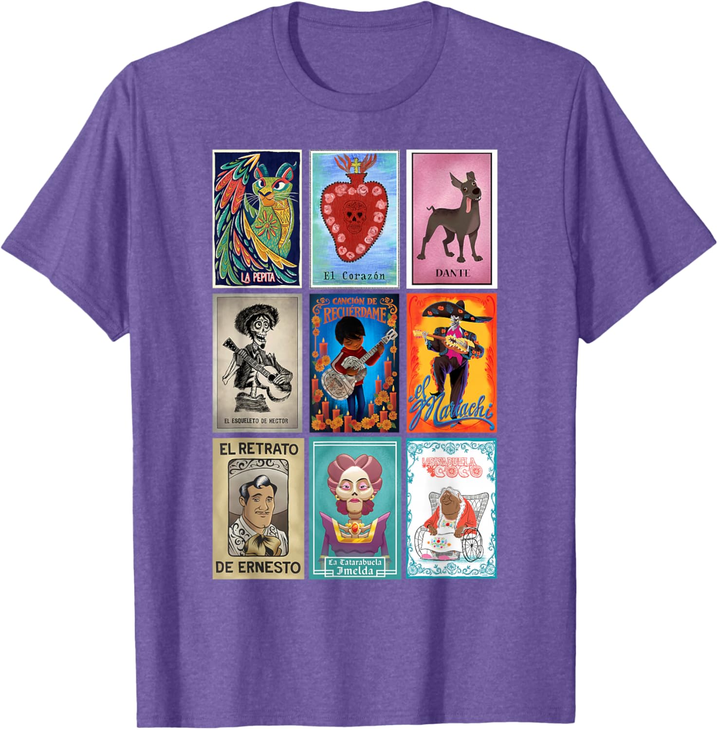 Disney Pixar Coco Vintage Loteria Cards T-Shirt for Fun and Style - 1