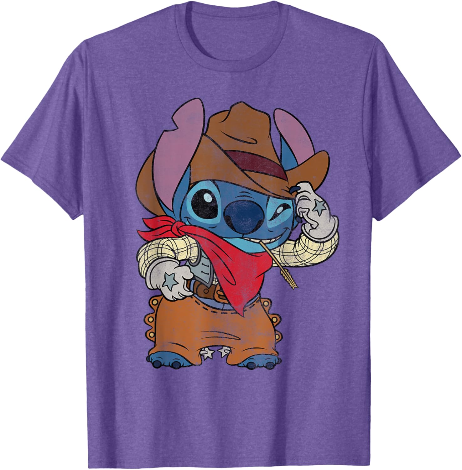 Disney Stitch Cowboy Costume T-Shirt Vintage Western Style Apparel - 7