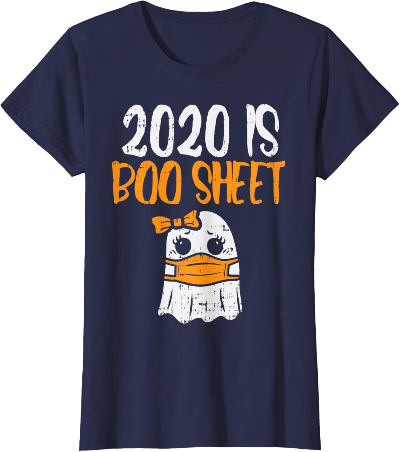 Cute Boo Sheet Ghost in Mask Halloween T-Shirt for Quarantine Fun - 6
