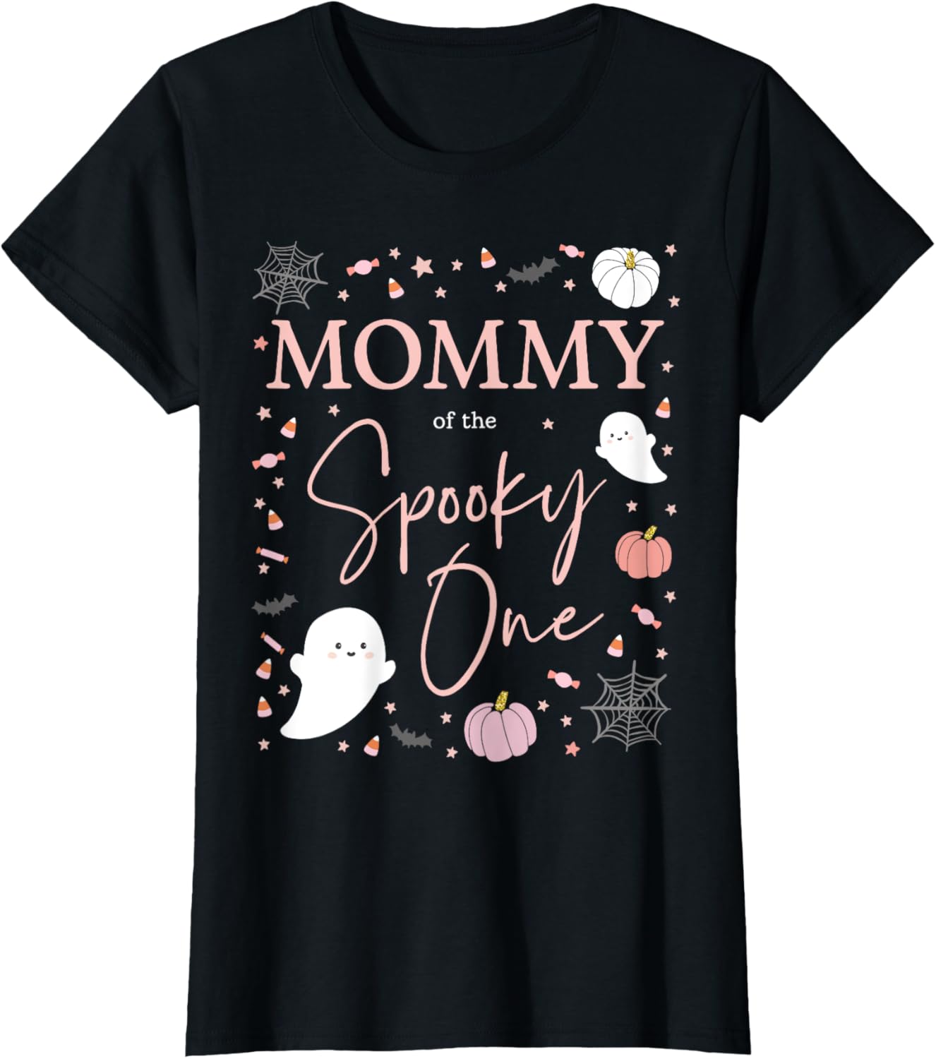 Cute Mommy of the Spooky One Pink Halloween T-Shirt for Girls 1st Birthday - 10
