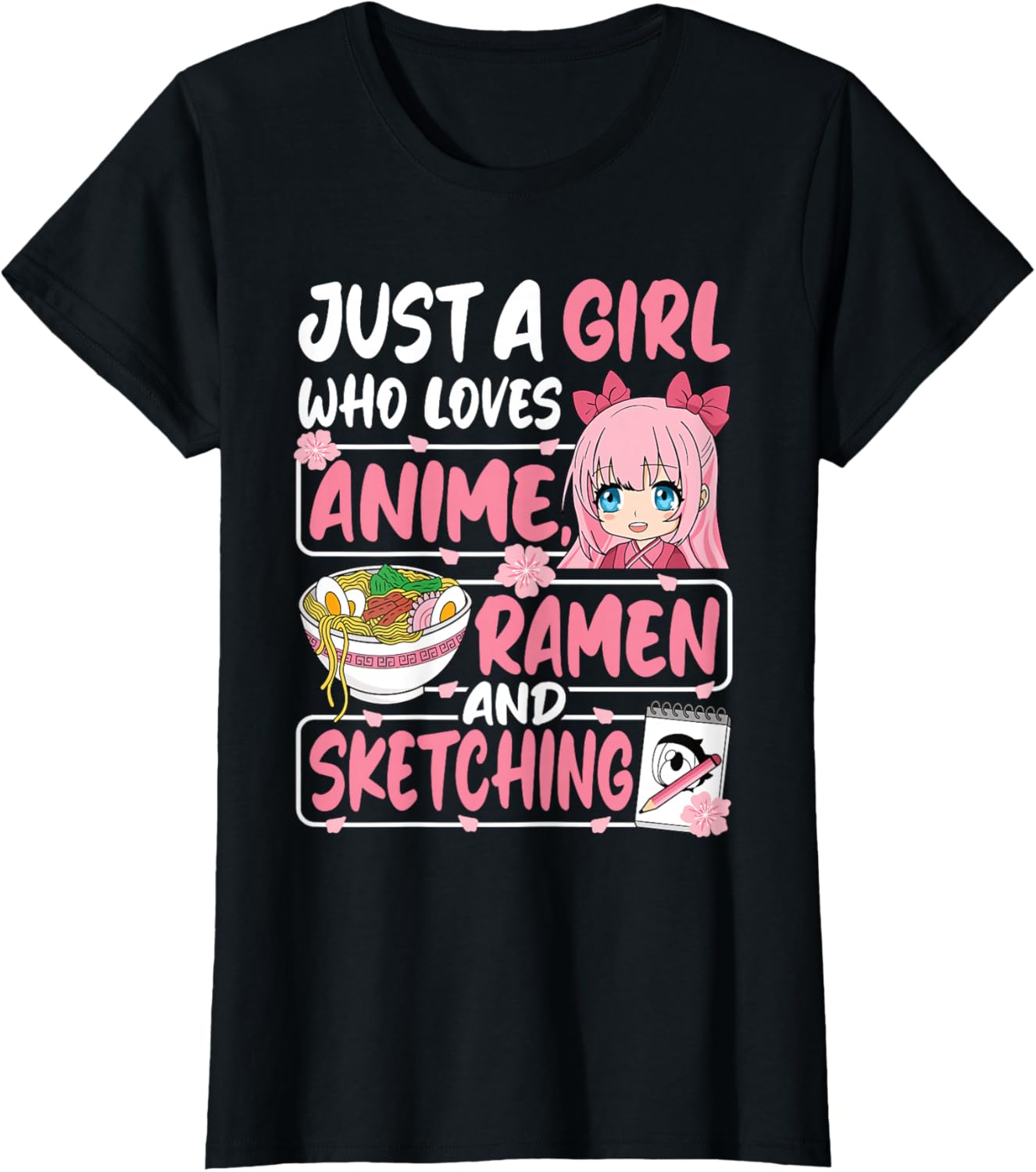 Cute Anime Ramen Sketching T-Shirt for Girls Who Love Japan Culture - 9