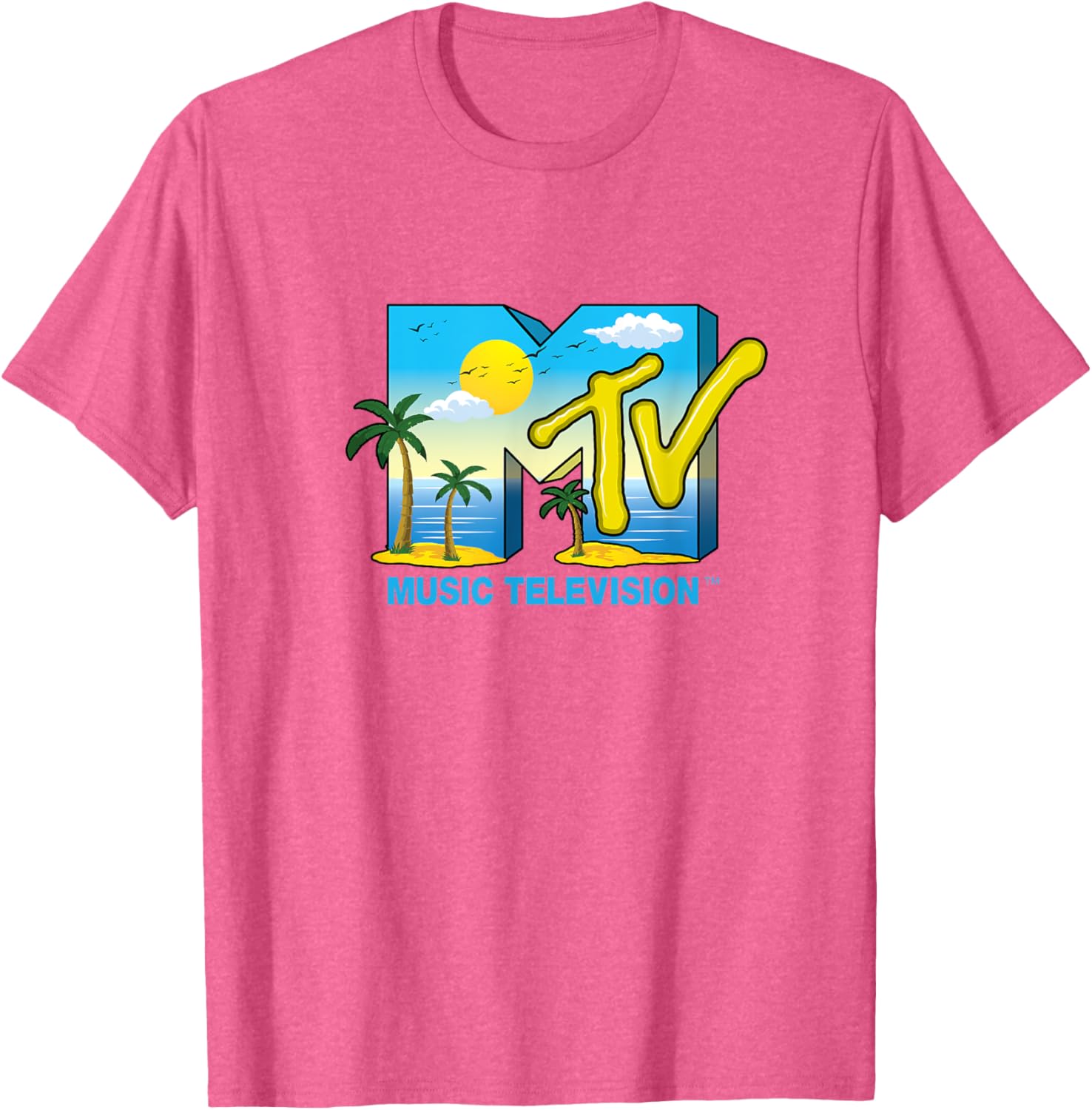 Mademark x MTV Official Logo T-Shirt with Palm Trees and Beach Vibes - 1