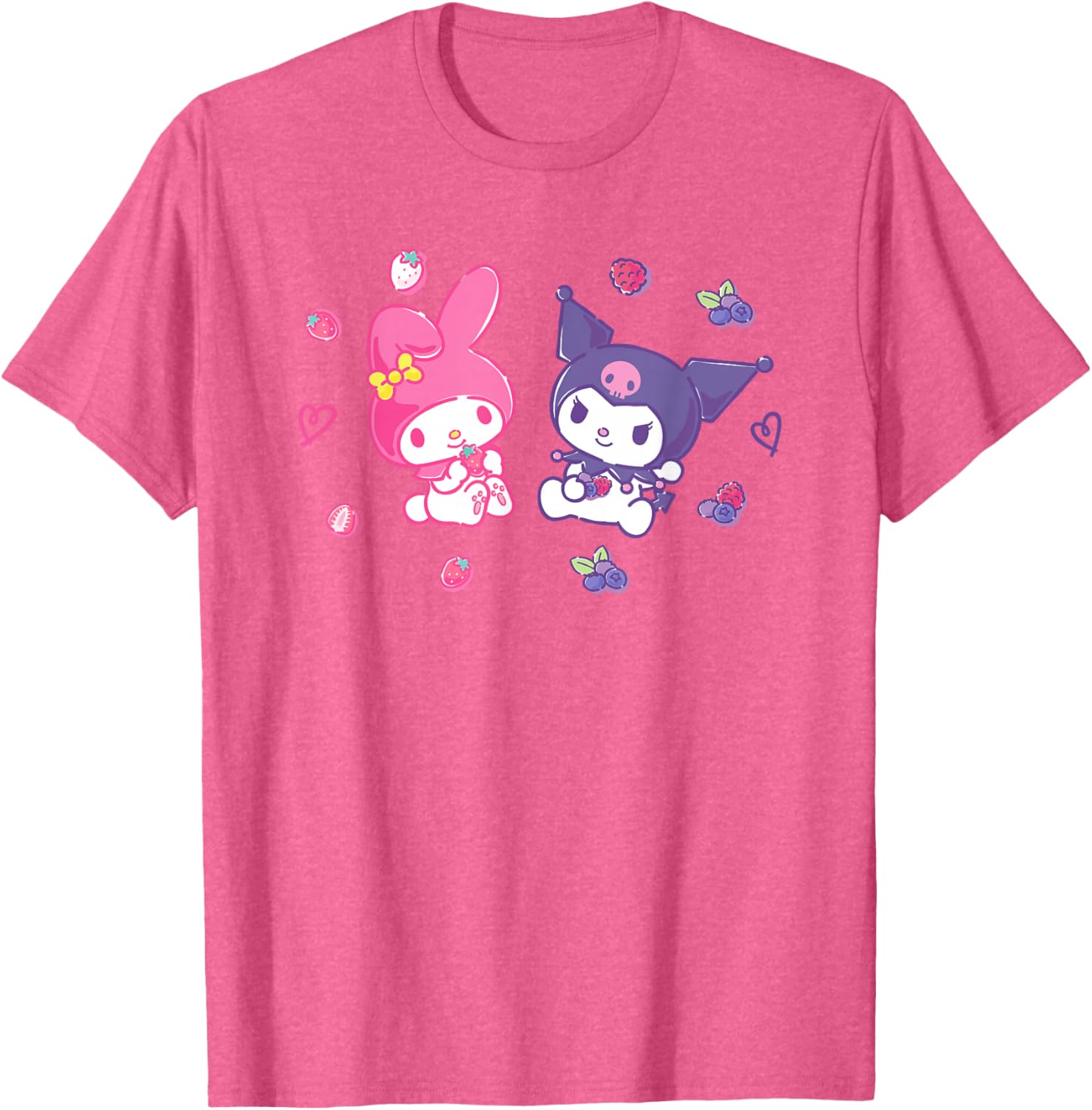 Sanrio Kuromi and My Melody Berry T-Shirt for Kids, Small Black Design - 4