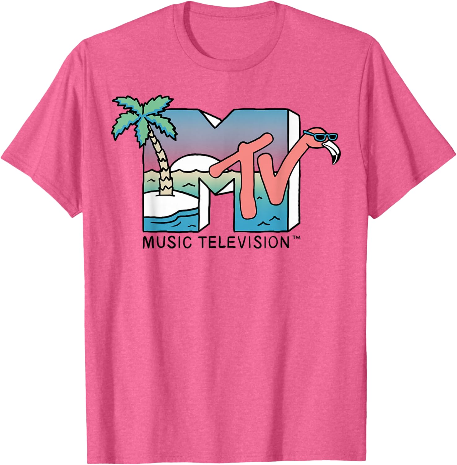Vintage MTV Beach Island Flamingo Graphic T-Shirt for Casual Style - 4