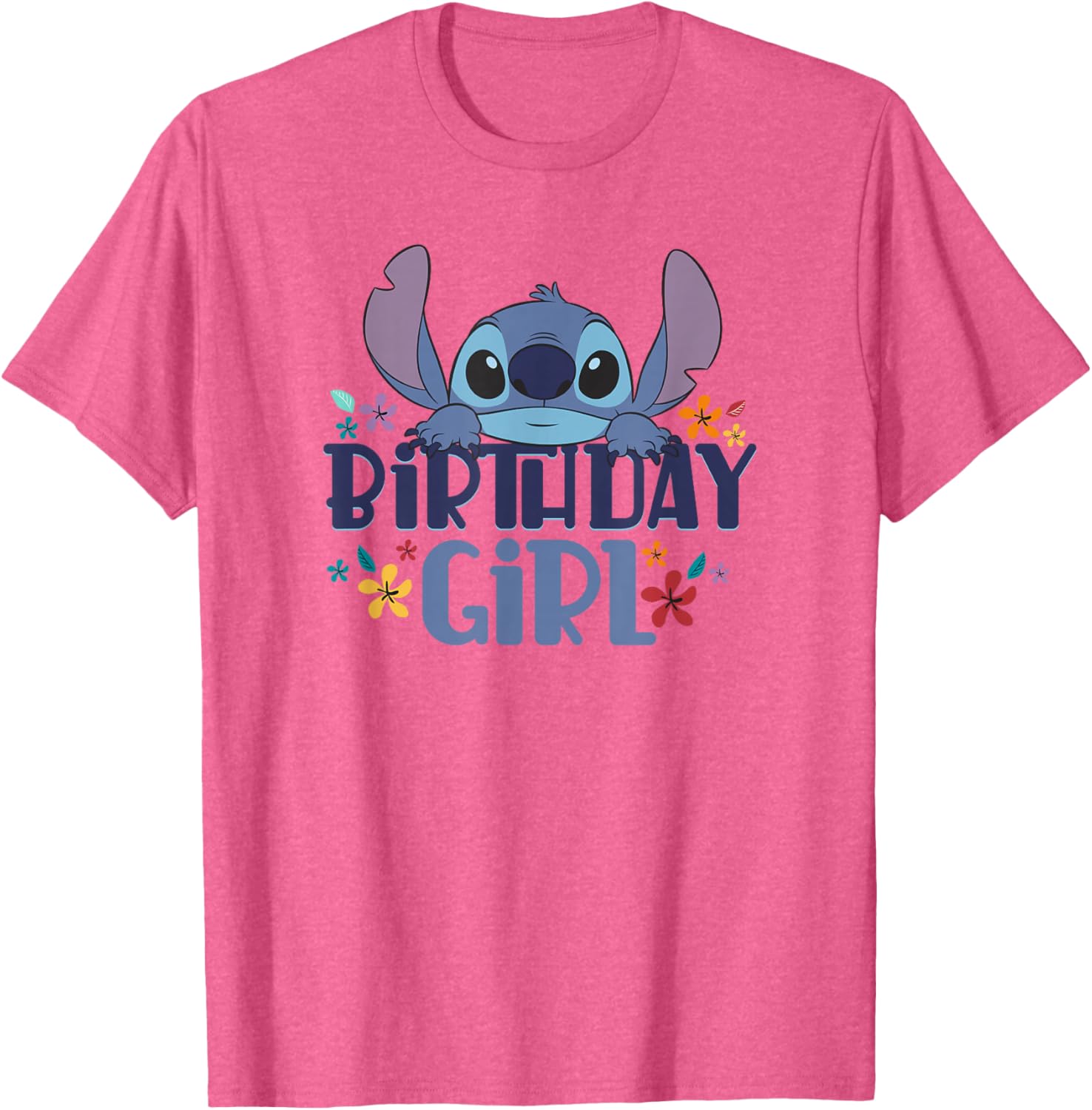 Disney Lilo & Stitch Birthday Girl Retro Floral Logo T-Shirt for Kids - 11