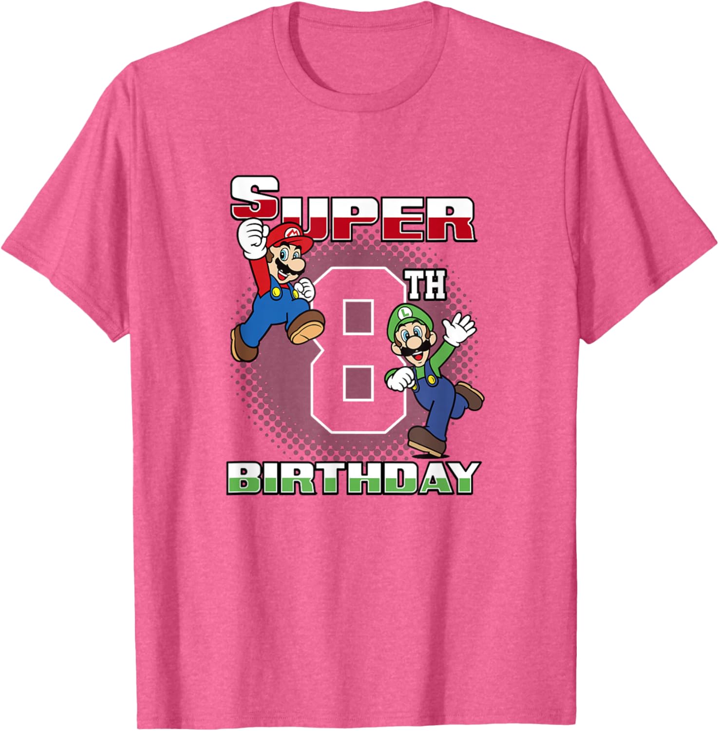 Super Mario Bros Birthday T-Shirt for 8th Birthday Fun with Mario & Luigi - 9