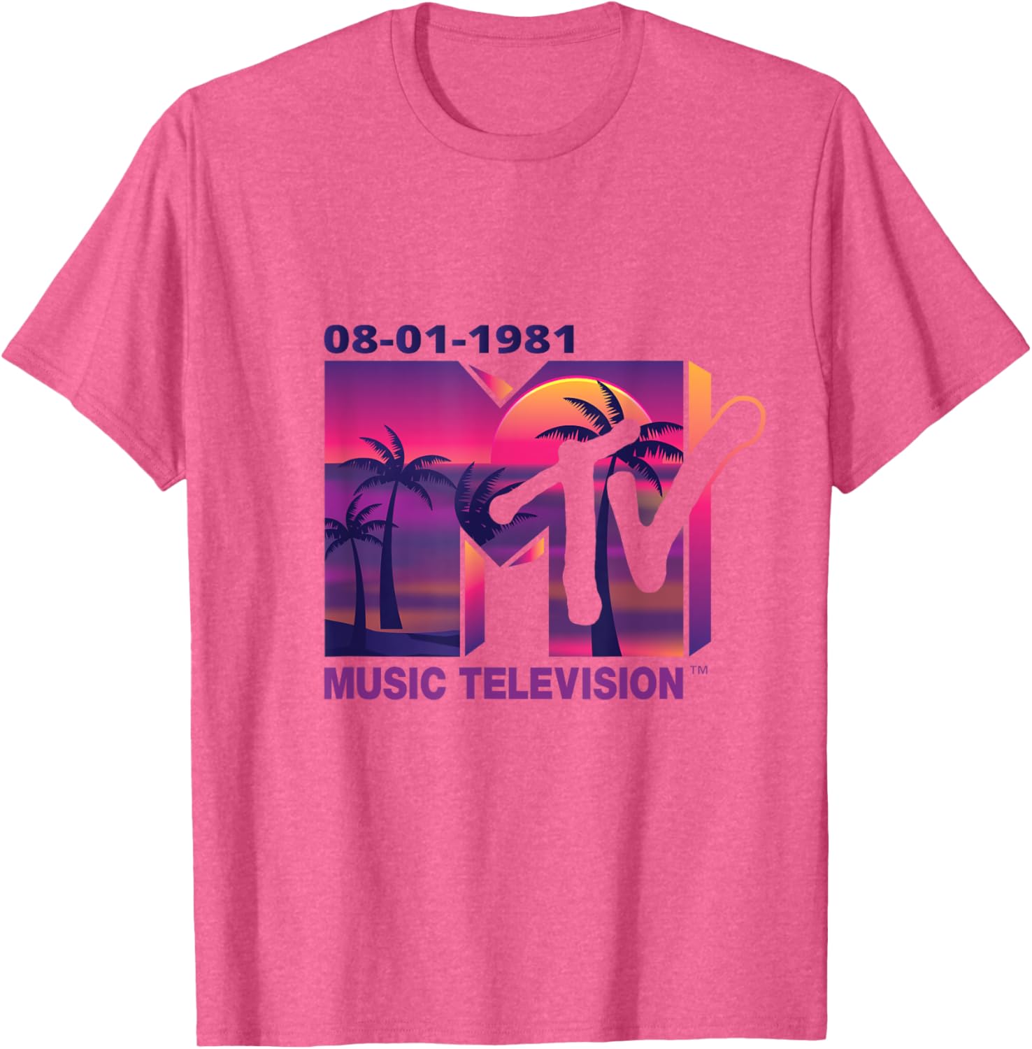 Mademark x MTV 1981 Logo T-Shirt with Purple Palms in Sunset Design - 14