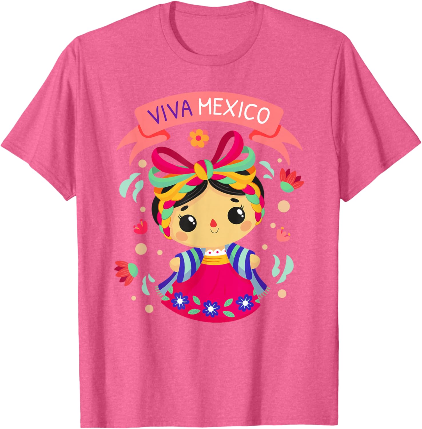 Viva Mexico Girls Floral Independence Day T-Shirt for Kids - 19