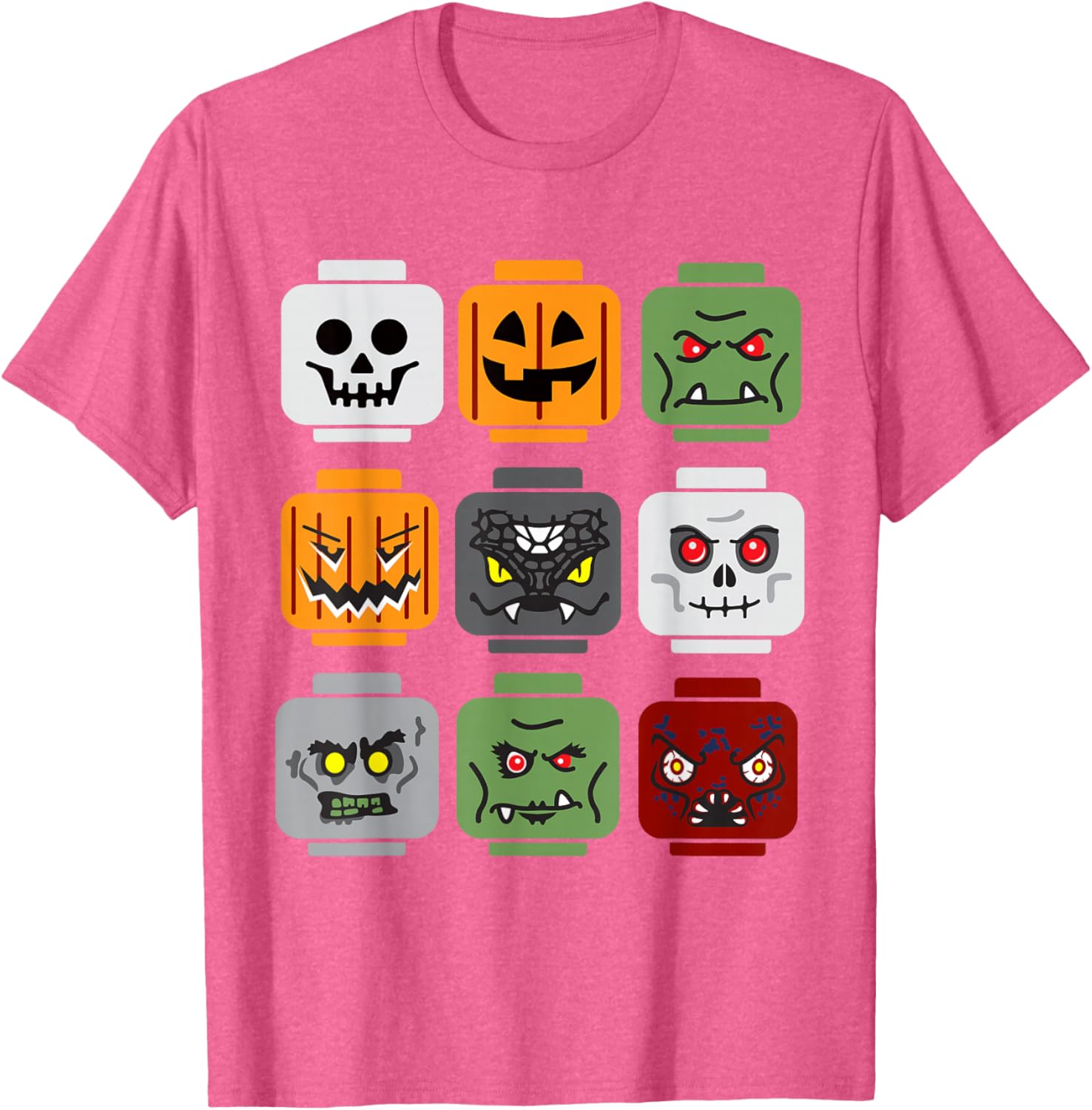 Halloween Brick Head Pumpkin Ghost Zombie Friends Fun T-Shirt for Kids - 2