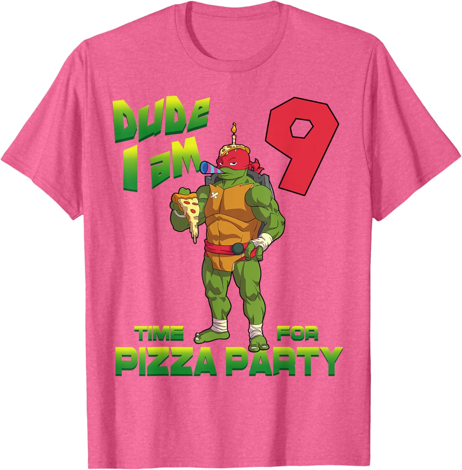 Raphael Pizza Birthday T-Shirt for 9 Year Olds - TMNT Party Gear - 20