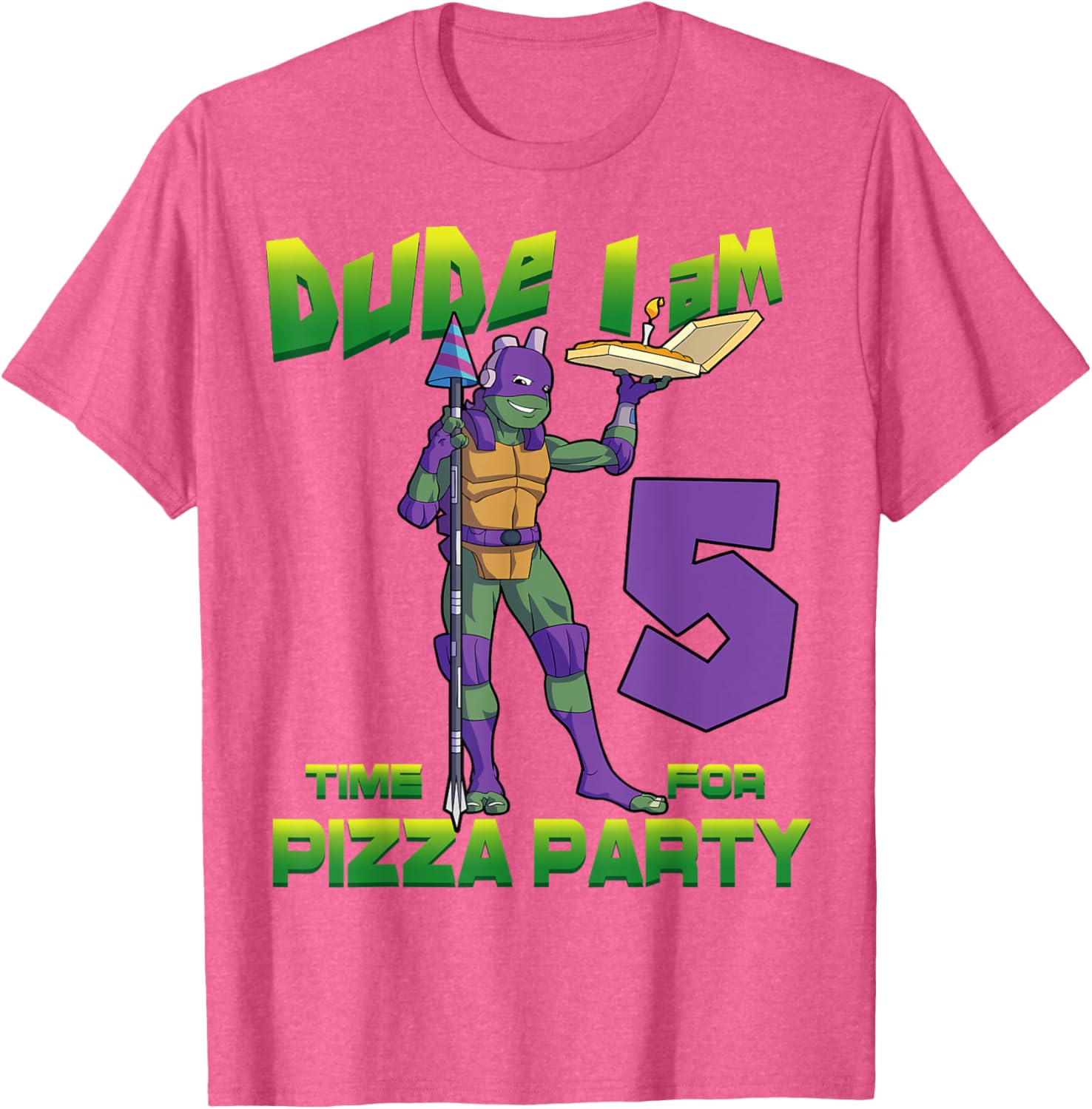 Mademark x TMNT Donnie Pizza Birthday T-Shirt for 5 Year Olds - 3