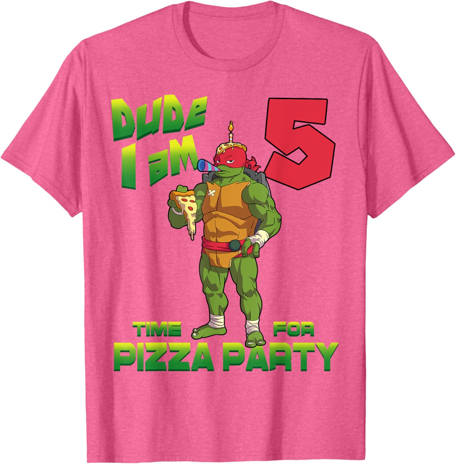 TMNT Raphael Pizza Birthday T-Shirt for 5 Year Old Party Fun - 22