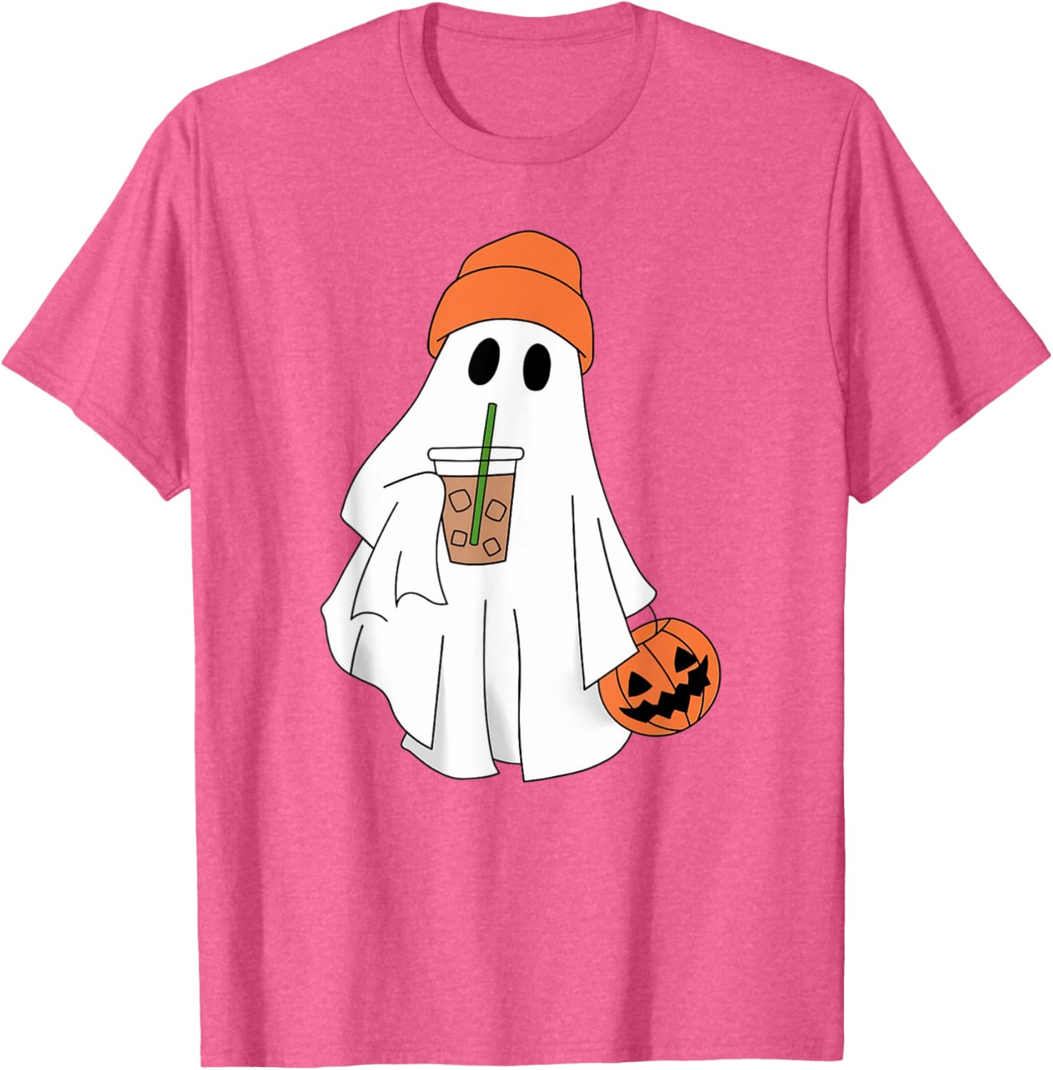 Halloween Ghost Drinking Coffee T-Shirt for Men and Women - 6