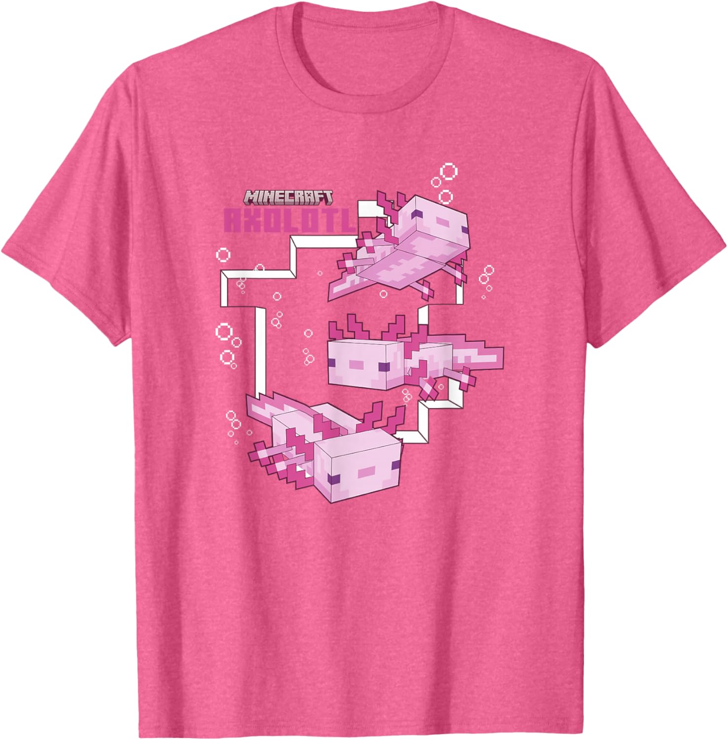 Cute Minecraft Pink Axolotl Pond T-Shirt for Kids and Adults - 13