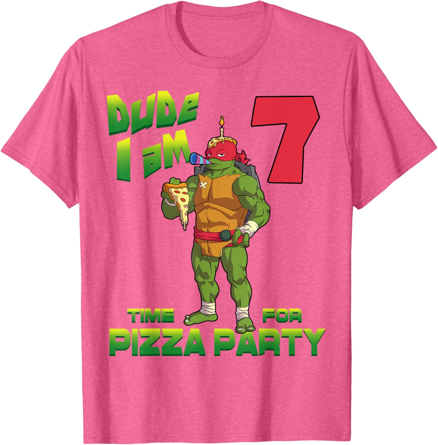 Mademark TMNT Raphael Pizza Party T-Shirt for 7 Year Olds - 26