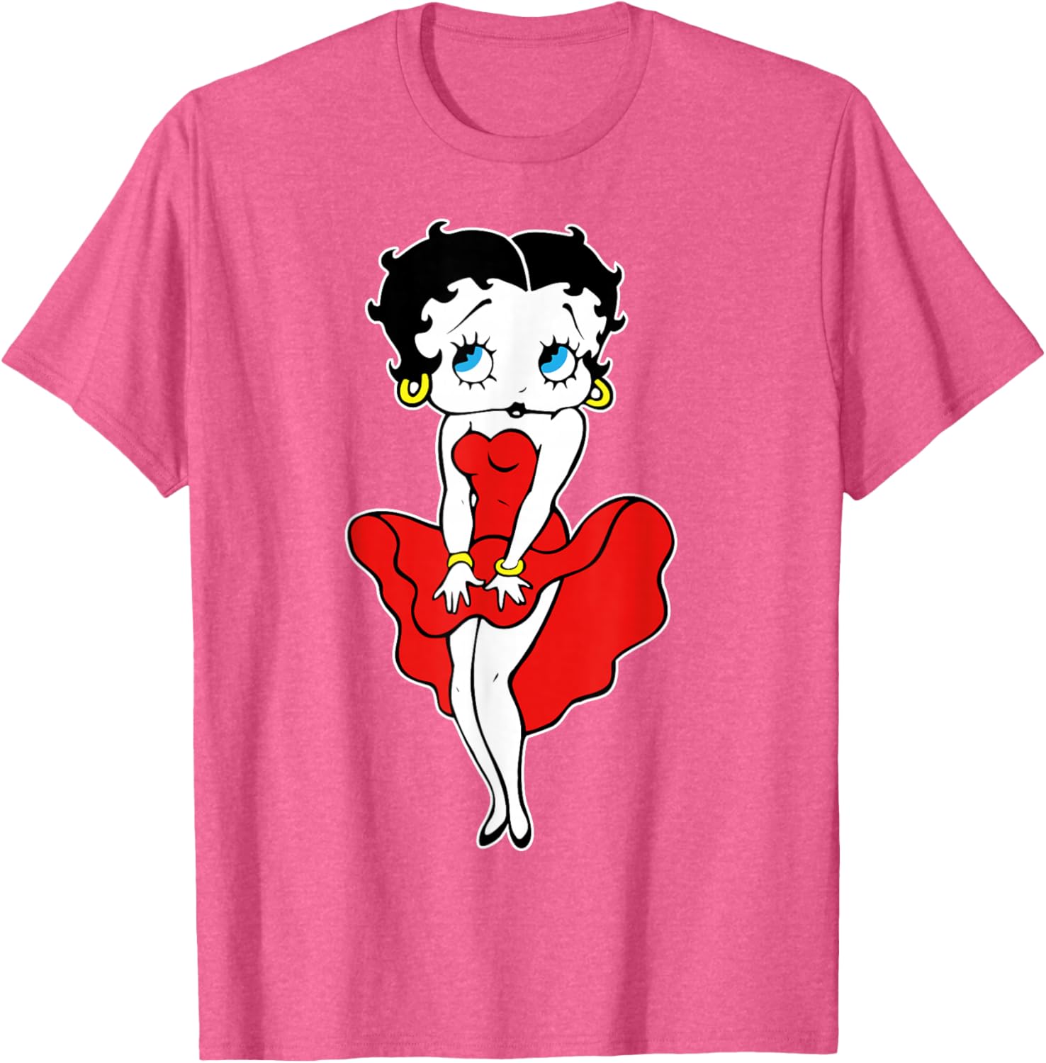 Classic Betty Boop Retro Red Dress T-Shirt for Fun Cartoon Lovers - 1