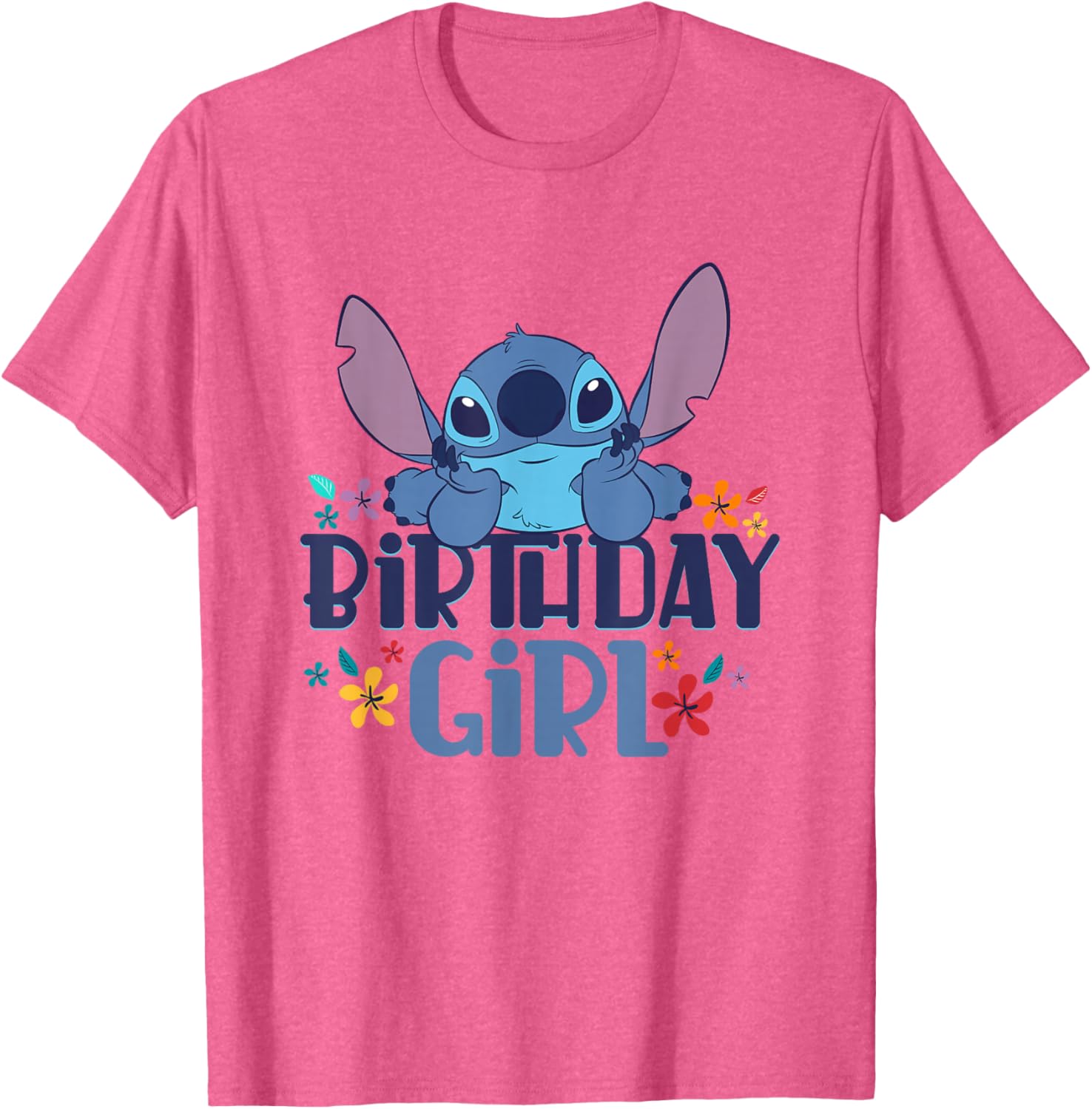 Disney Lilo & Stitch Birthday Girl Floral Logo T-Shirt for Kids - 5