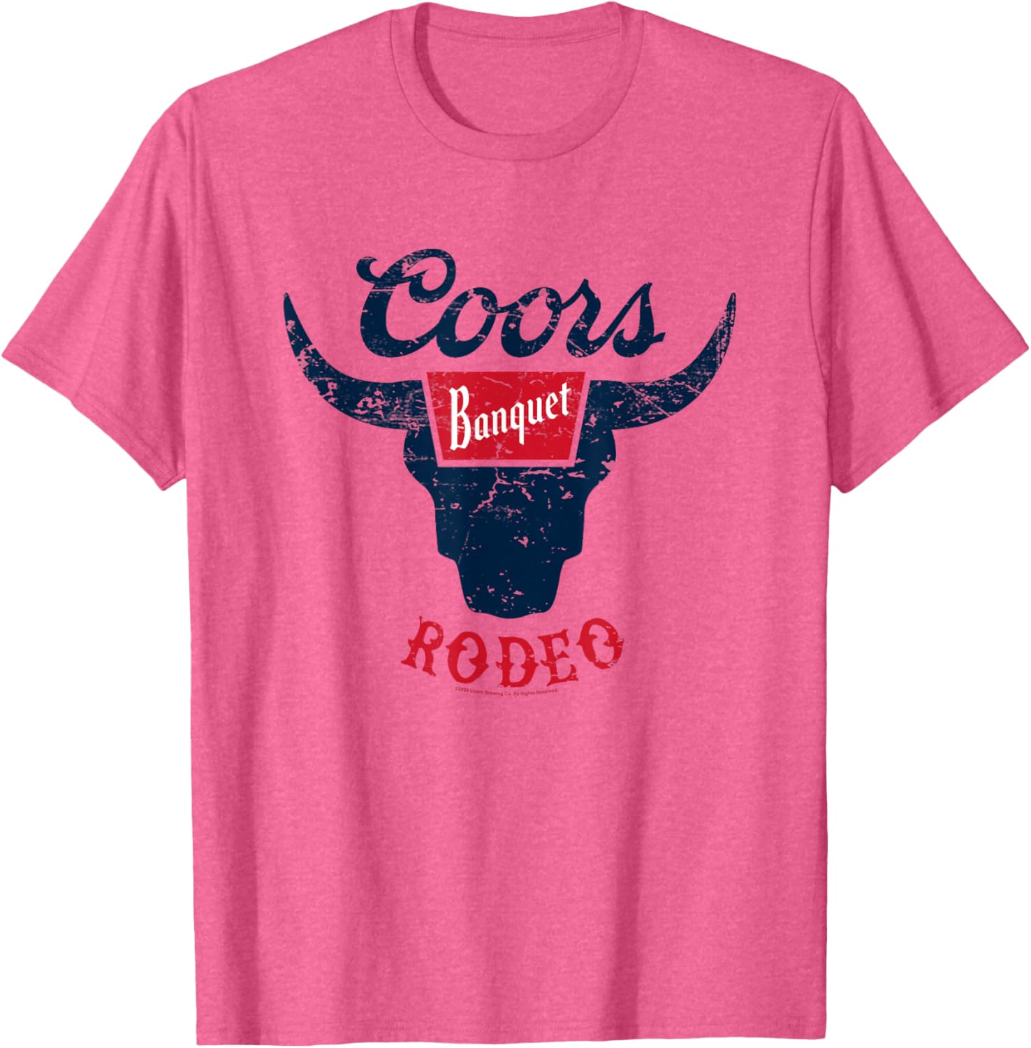Coors Banquet Rodeo Bull Horns Distressed Badge T-Shirt for Fans - 3