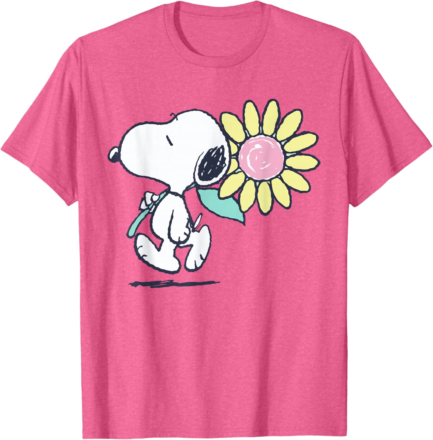 Snoopy Pink Daisy Flower T-Shirt for Fun Peanuts Fans and Fashion Lovers - 9
