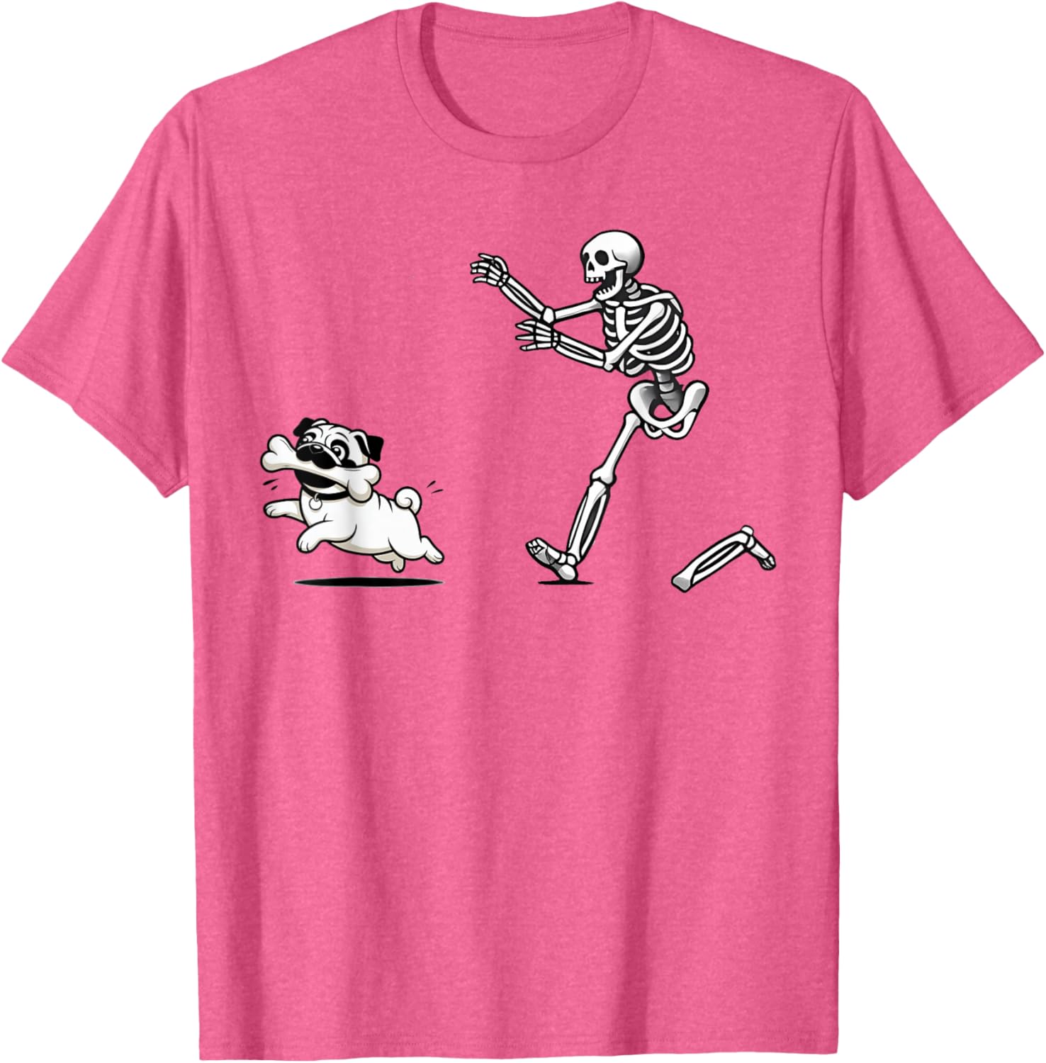 Funny Pug Stealing Bone from Skeleton T-Shirt for Dog Lovers - 11
