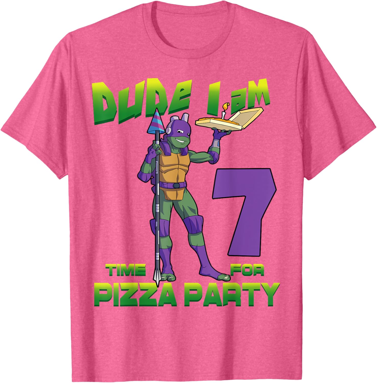 Cool TMNT Donatello Pizza Birthday Party T-Shirt for 7 Year Old Boys - 4