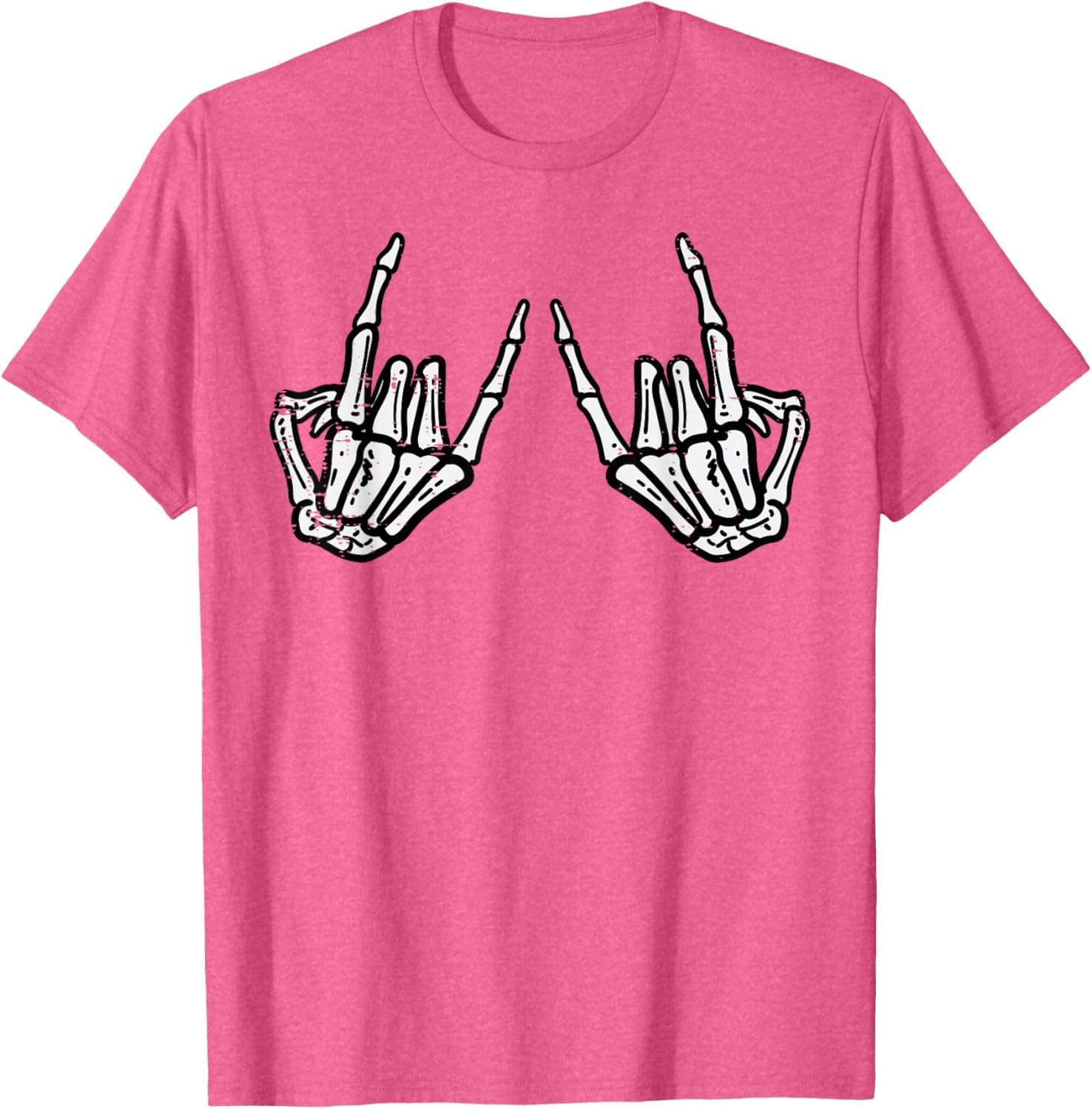 Rocker Hand Sign Skeleton Halloween T-Shirt for Men and Women - 23