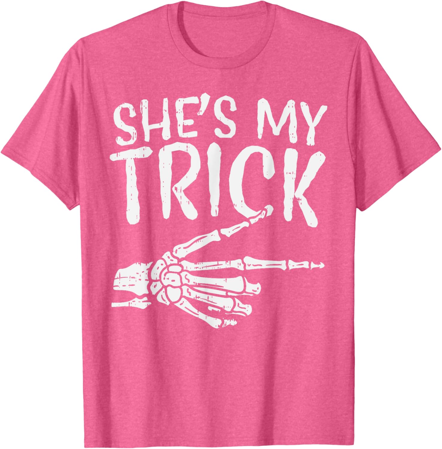 Cute Boyfriend T-Shirt for Matching Halloween Costume - She’s My Trick Design - 7