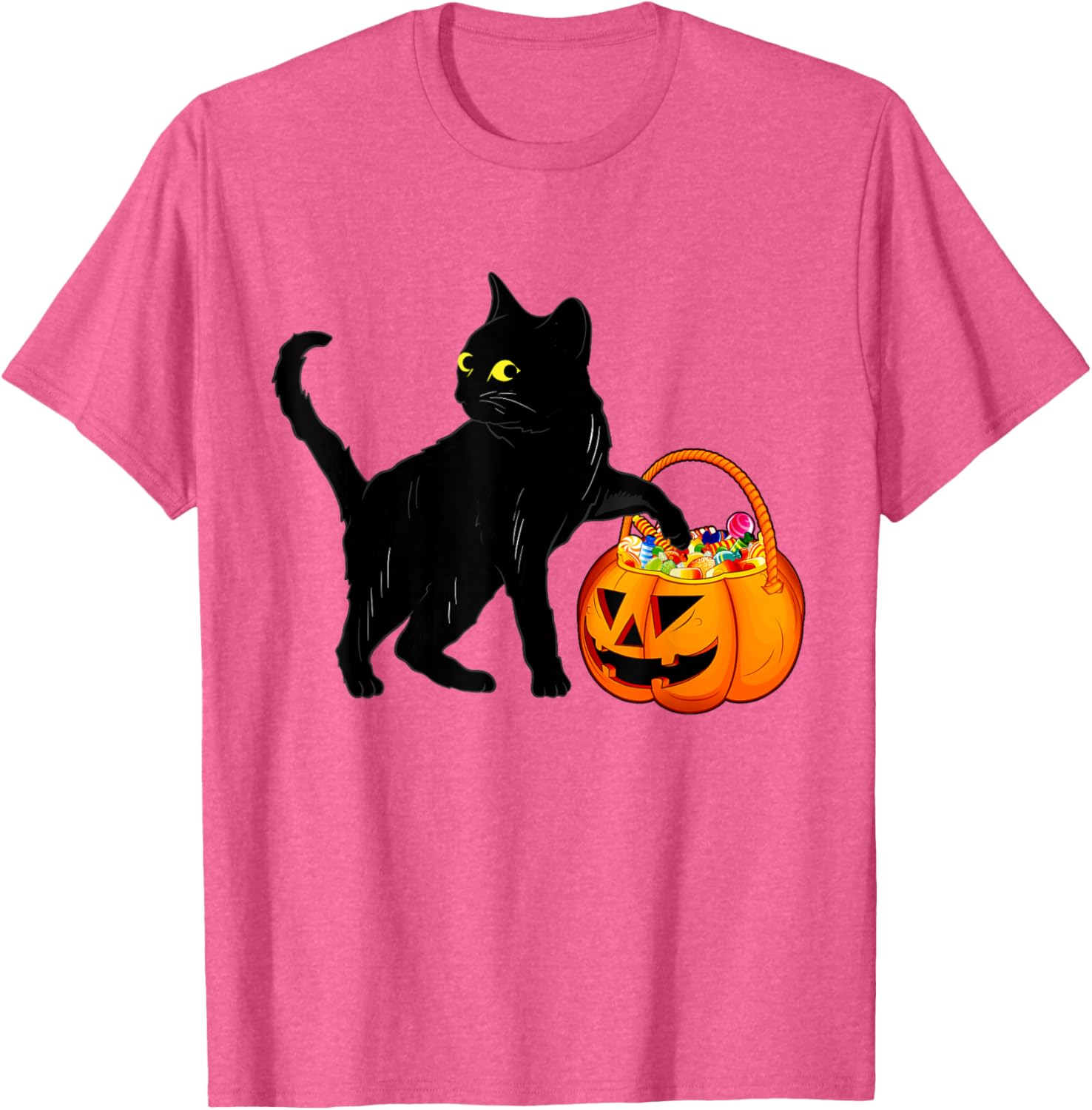 Halloween Black Cat Pumpkin T-Shirt Cute Candy Jack O' Lantern Design - 2