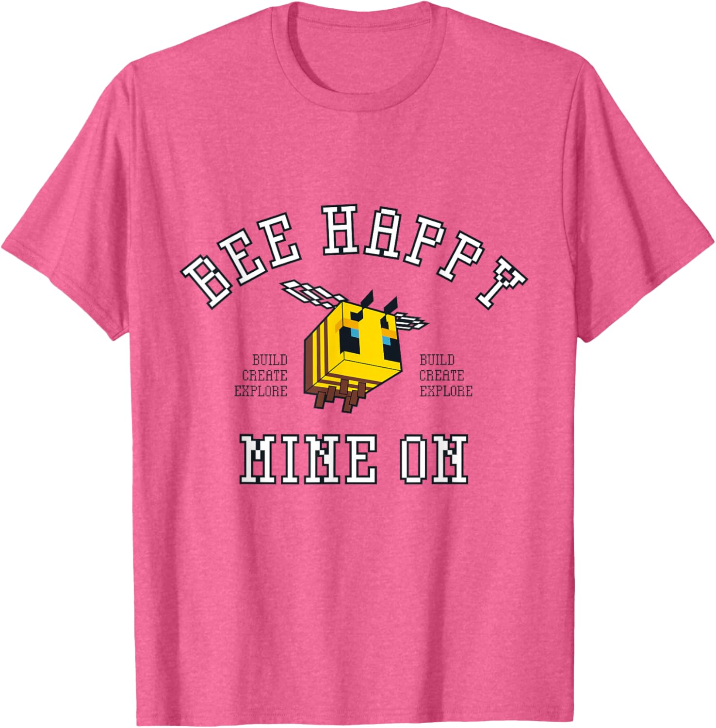 Minecraft Bee Happy T-Shirt for Gamers - Build Explore Create Fun Apparel - 9