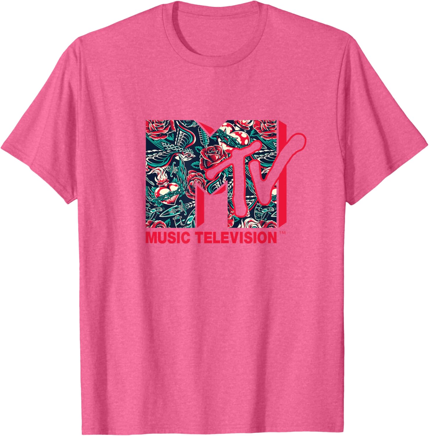Mademark x MTV Official Logo Roses Tattoo Style T-Shirt for Fans - 3