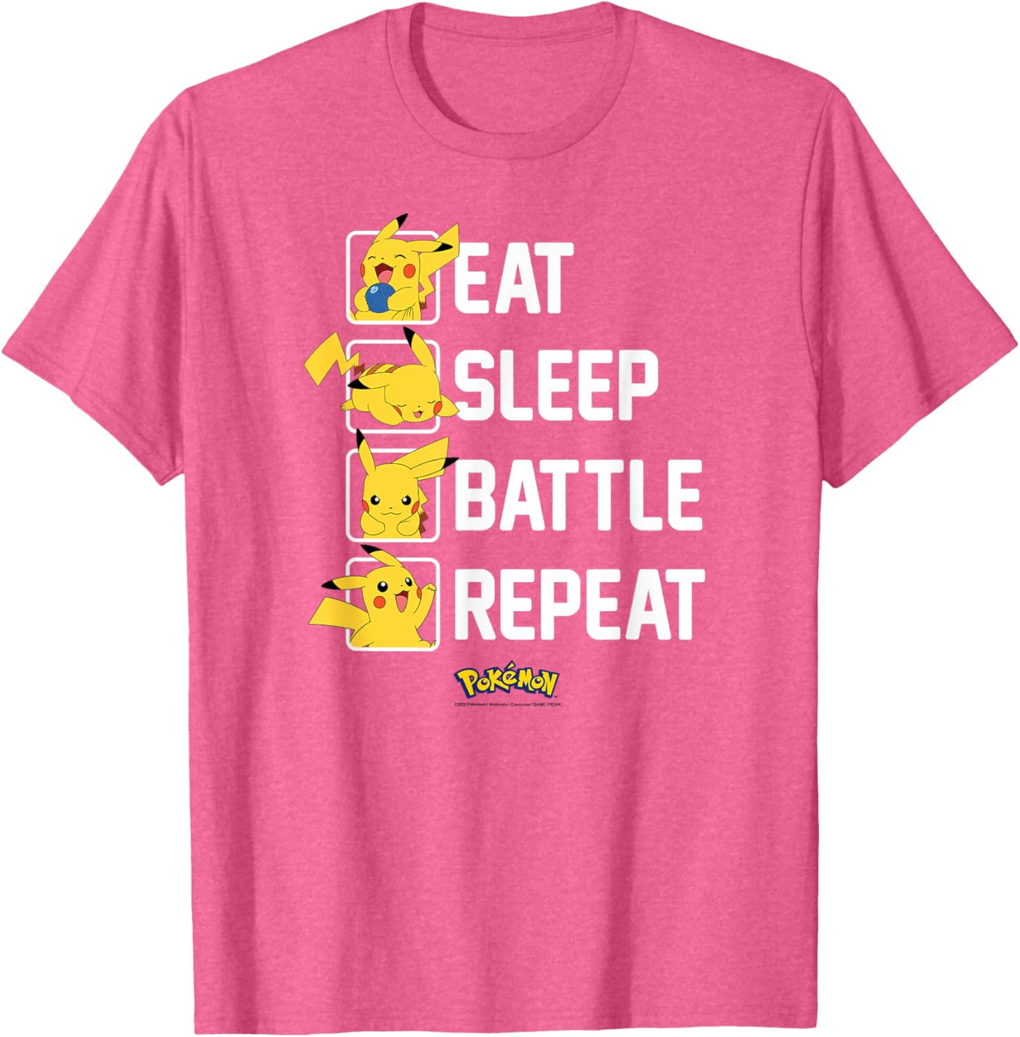 Pikachu Eat Sleep Battle Repeat T-Shirt for Pokémon Fans and Gamers - 2