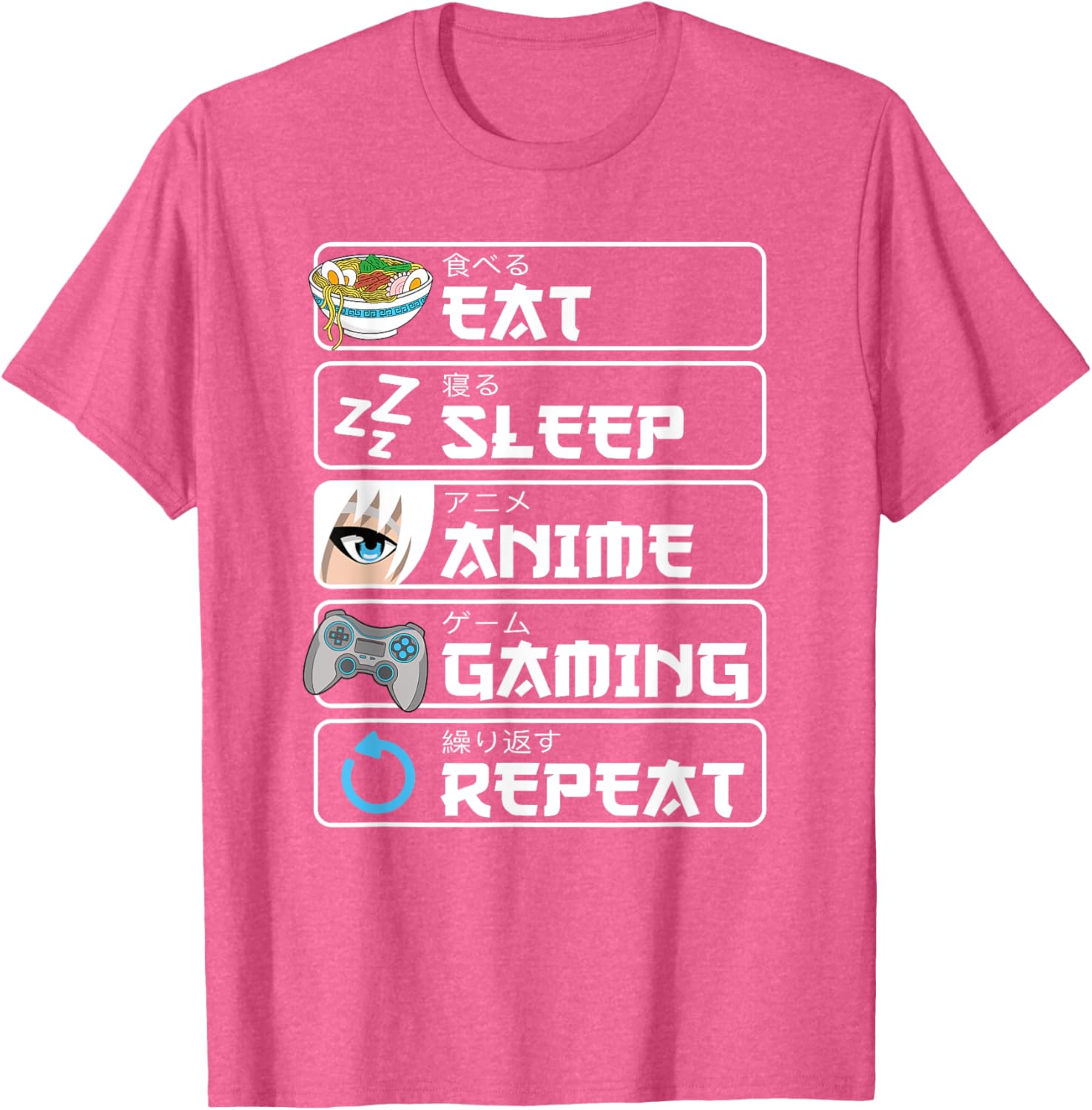 Eat Sleep Anime Gaming Repeat T-Shirt for Otaku Boys and Men - 12